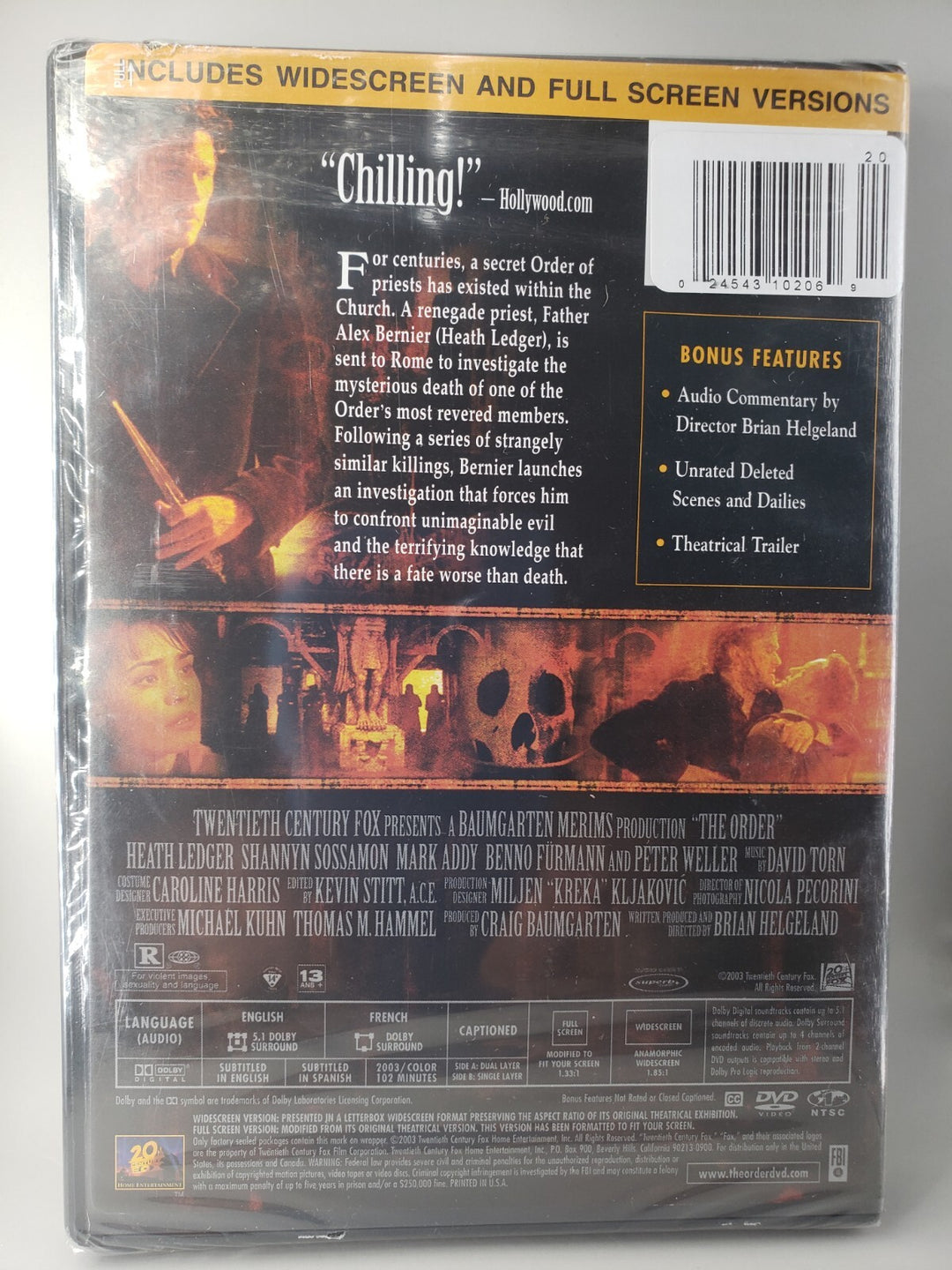 New Sealed The Order (DVD, 2003, 20th Century Fox) Heath Ledger Free Shipping