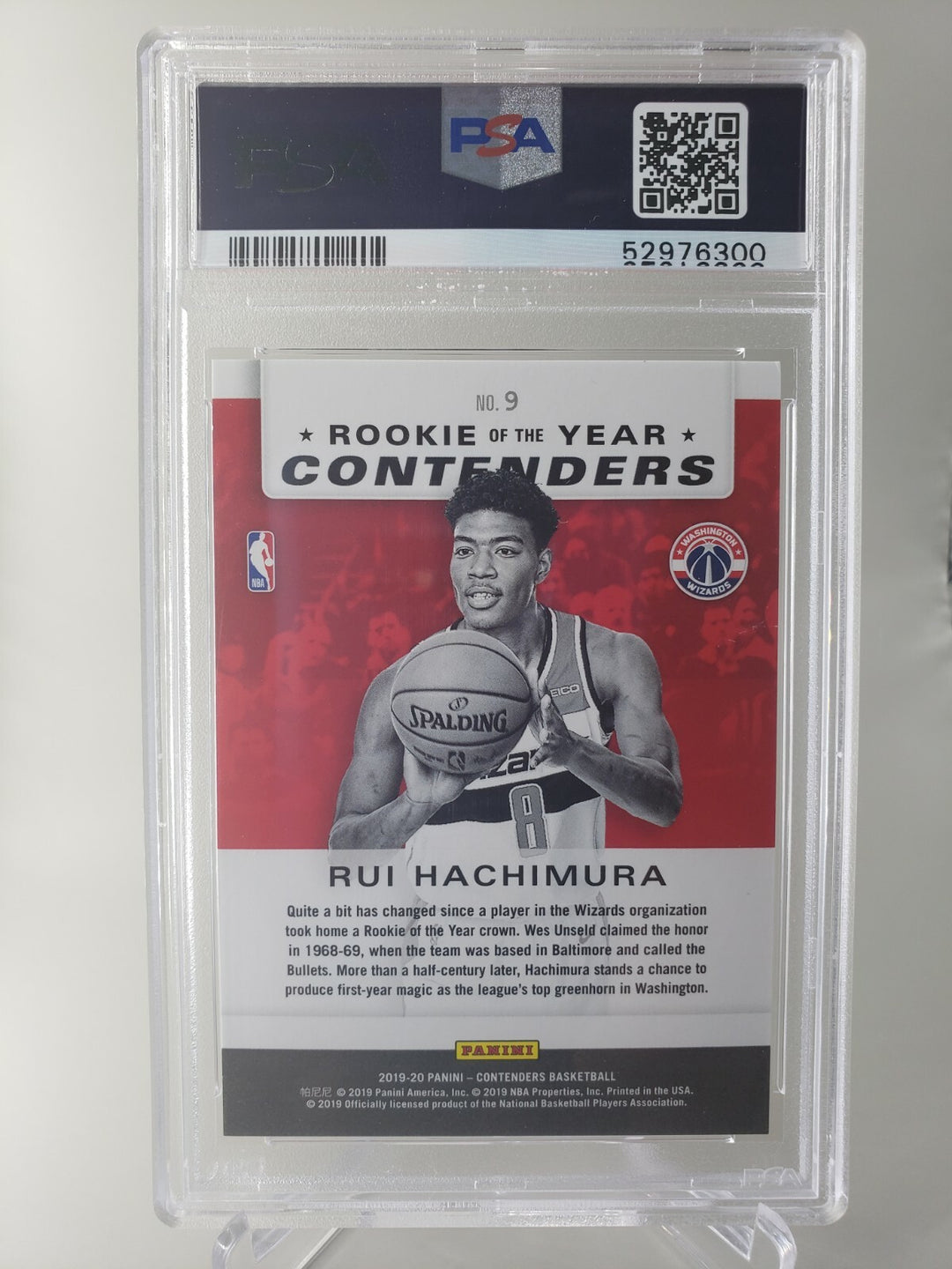 2019-20 RUI HACHIMURA RC PANINI CONTENDERS ROOKIE OF THE YEAR ROY RC PSA 9 MINT