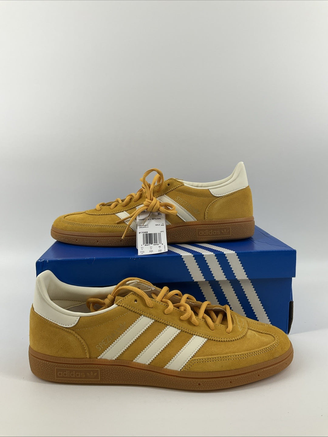 NEW Size 11.5 Mens Adidas Handball Spezial Yellow White Sneakers IF7088