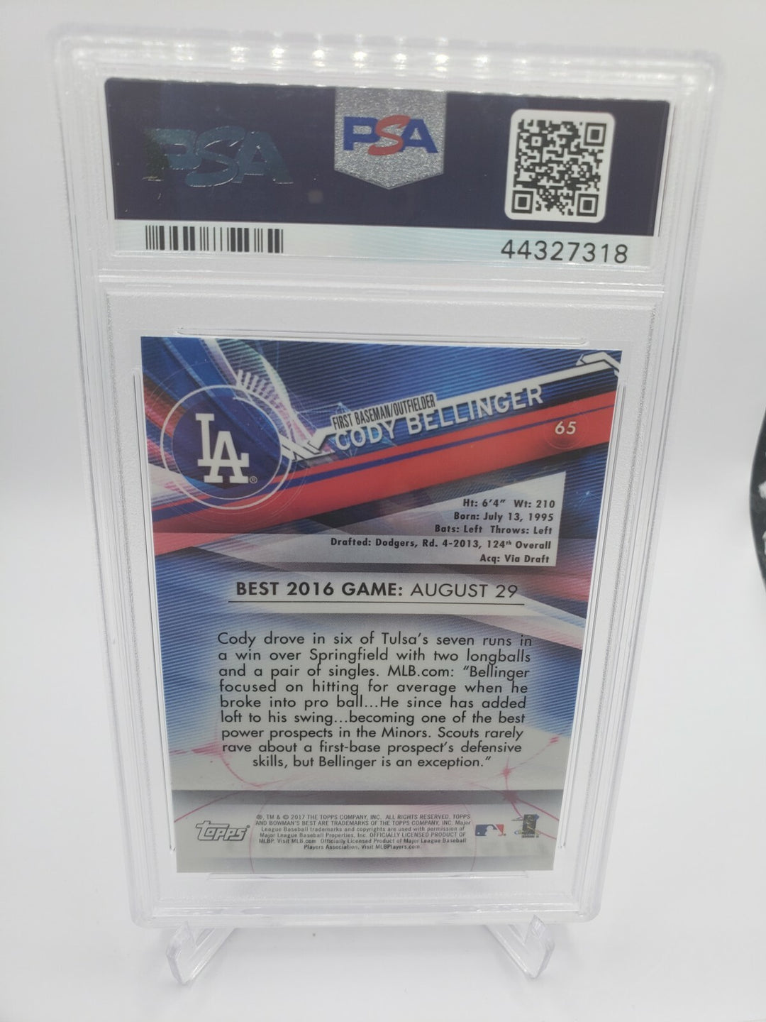 2017 Bowman's Best #65 Cody Bellinger Dodgers RC Rookie PSA 10 GEM MINT