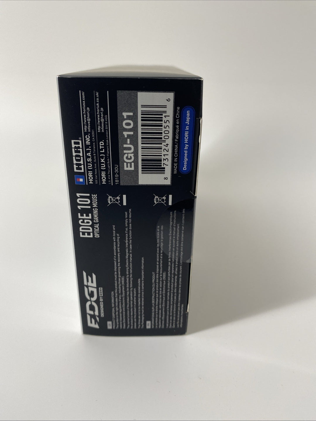New Sealed Hori Edge 101 Optical Gaming Mouse - Black - Wired
