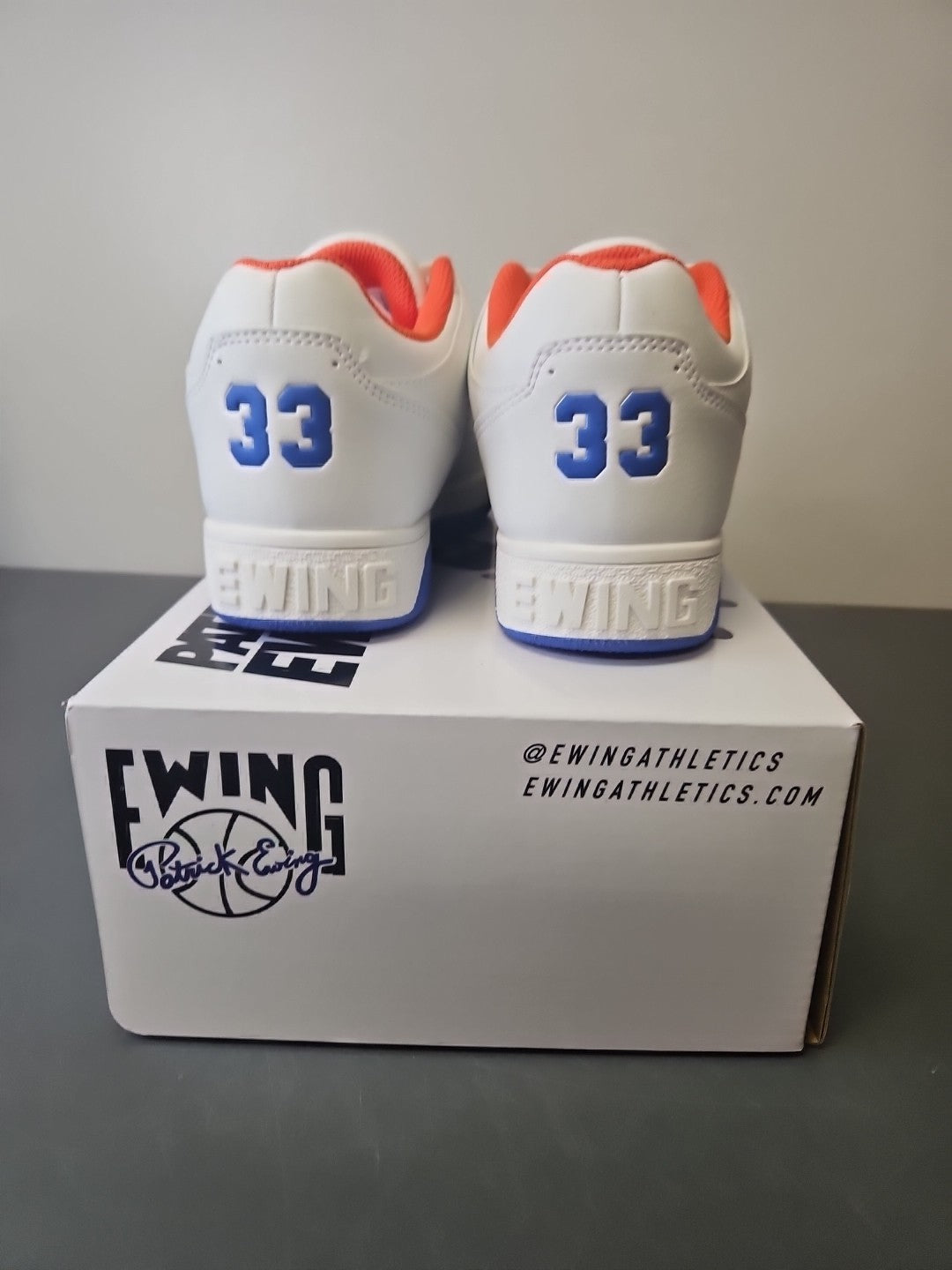 NEW Size 7 Men's Patrick Ewing  Orion Low White/Royal/Orange Shoes 1RBE005-132