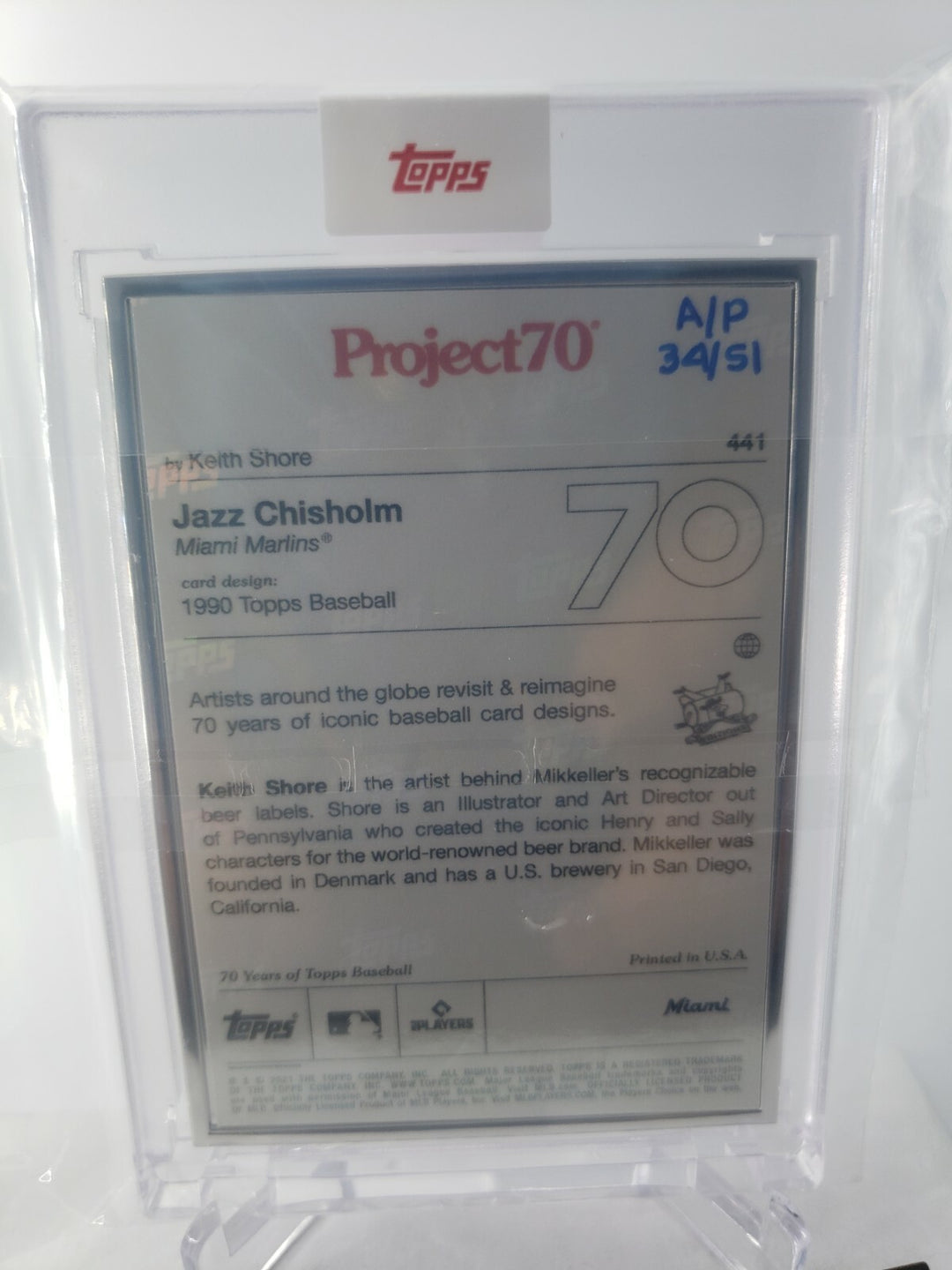 Topps Project 70 SILVER Framed Artist Proof Jazz Chisholm #441 /50 Keith Shore