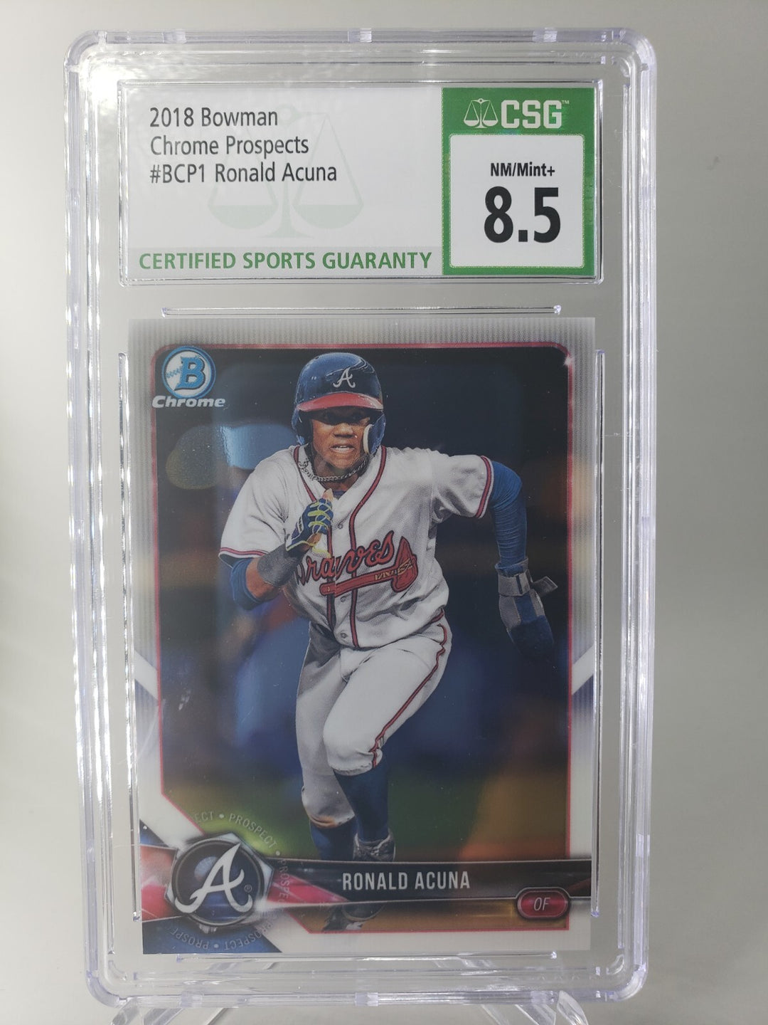RONALD ACUNA 2018 Bowman Chrome Prospects #BCP1 CSG 8.5 Near Mint Atlanta Braves