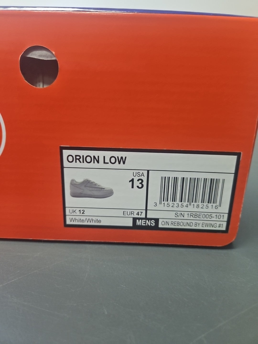 NEW Size 13 Men's Patrick Ewing Rebound Orion Low White OG (1RBE005- 101)