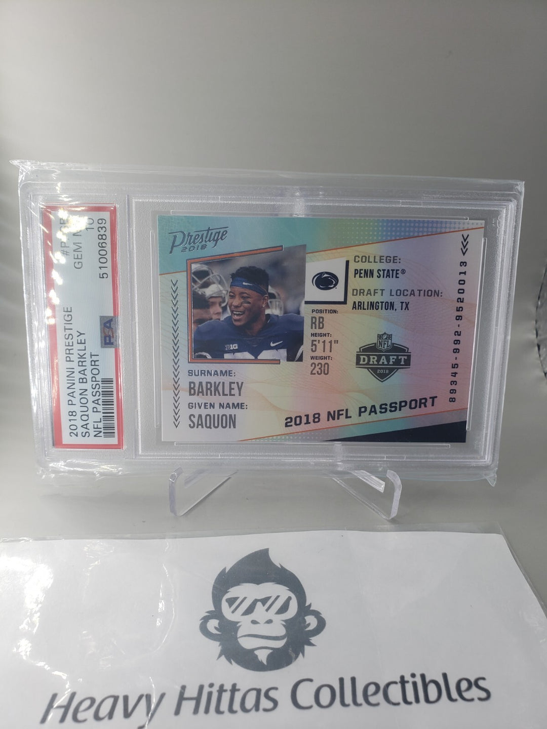 2018 Prestige NFL Passport Insert #PP-SB Saquon Barkley RC PSA 10 PSA (Low Pop)
