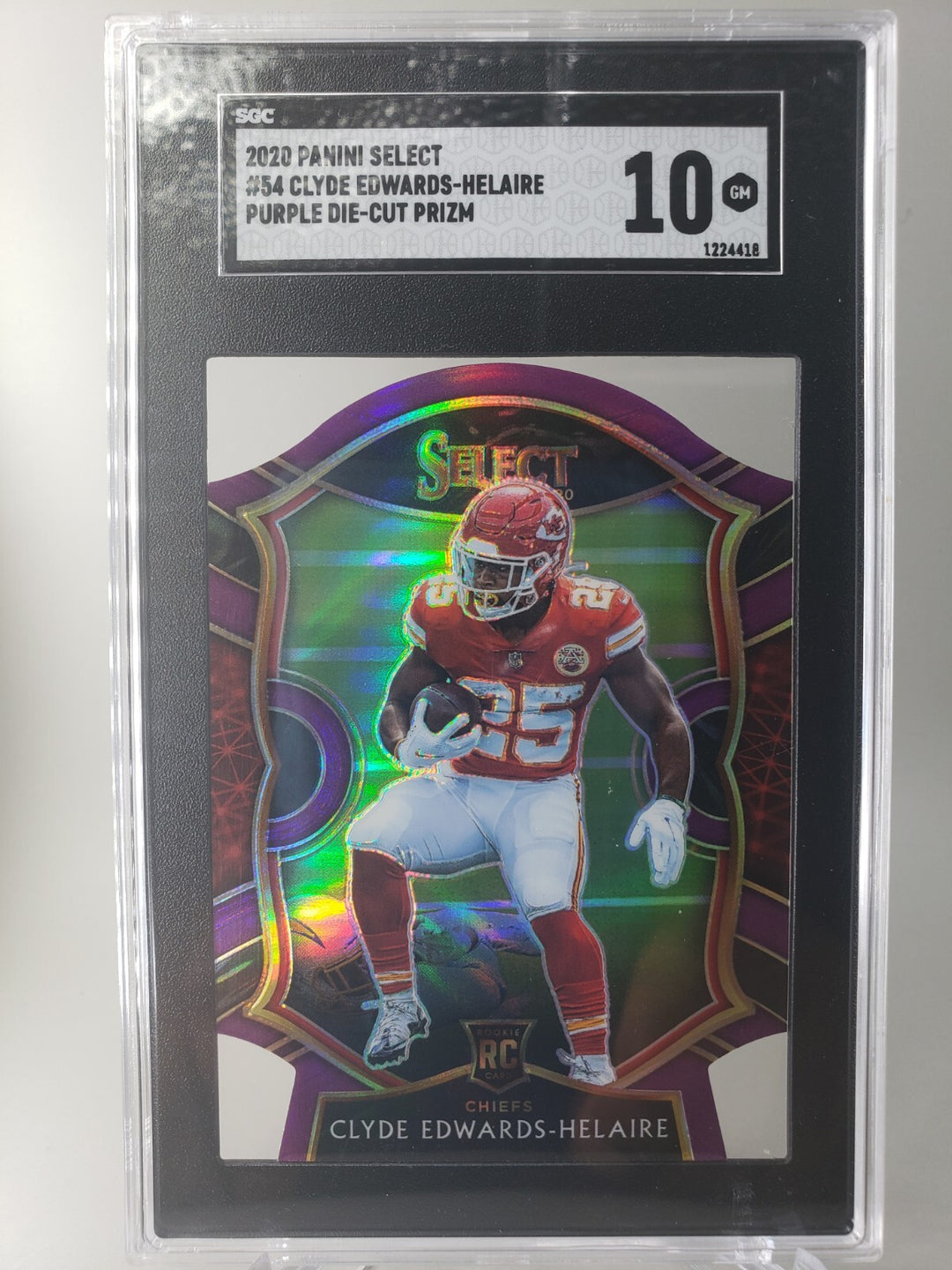 Clyde Edwards-Helaire 2020 Panini Select 54 Purple Die-Cut Prizm SGC 10 Gem Mint