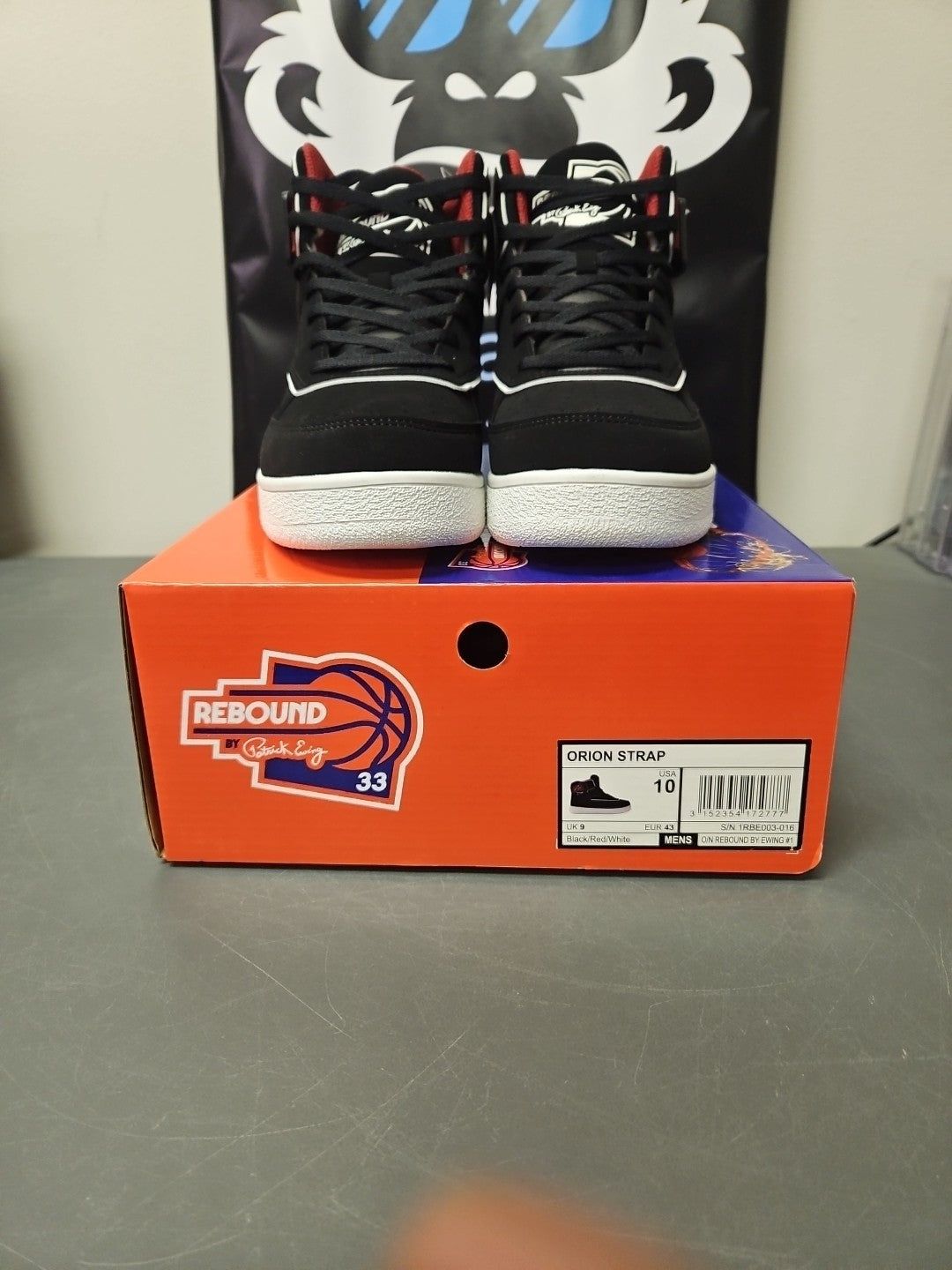 NEW Size 10 Mens Patrick Ewing Orion Strap Shoe Black/Red/White Basketball