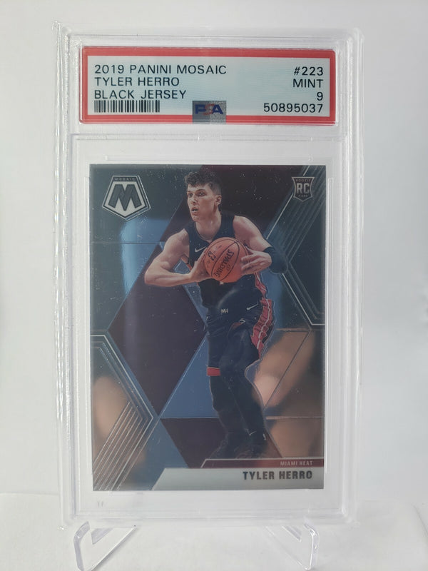 2019 Panini Prizm Mosaic #223 Tyler Herro Black Jersey Rookie PSA 9 Mint Heat