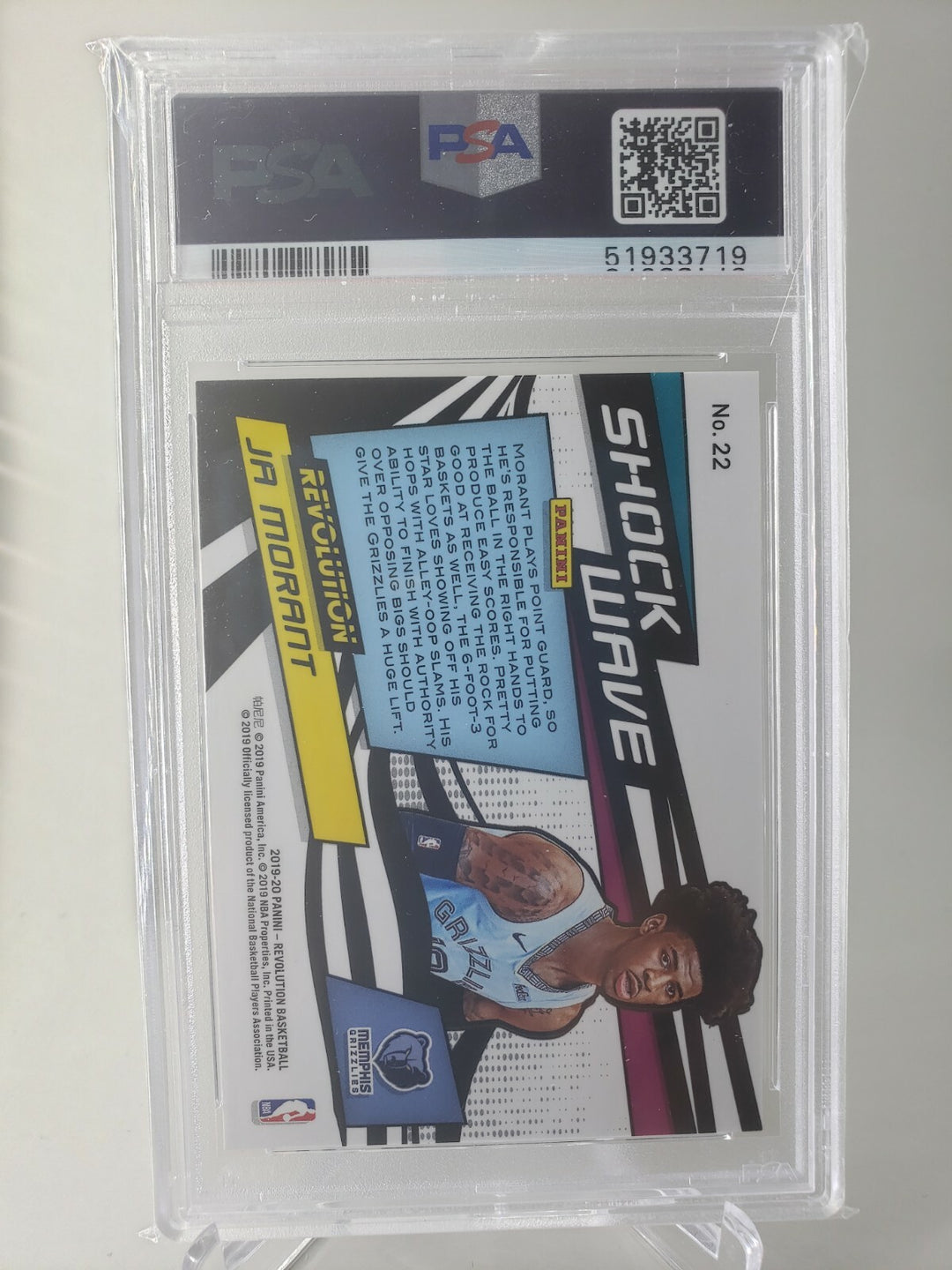 JA MORANT 2019 Panini Revolution Shock Wave Rookie #22 PSA 8 Grizzlies LOW POP!