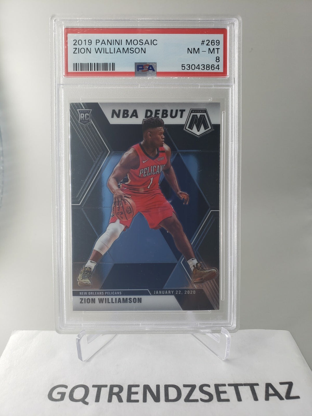 Zion Williamson 2019-20 Panini Mosaic NBA Basketball Debut Rookie PSA 8 Pelicans
