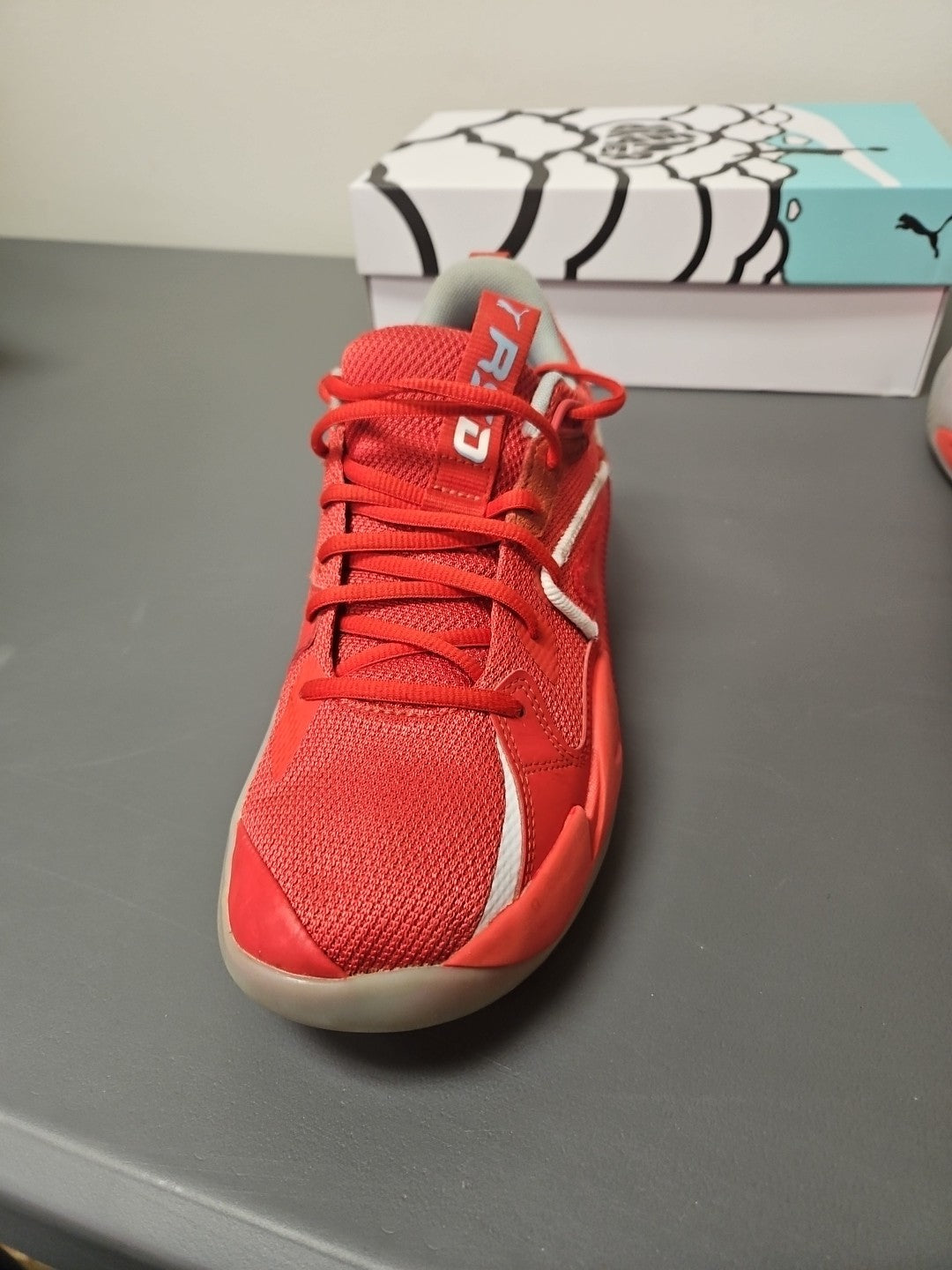 Size 9.5 M: Puma RS Dreamer J Cole Summer Hustle-Blood Sweat Tears-Fiery Red