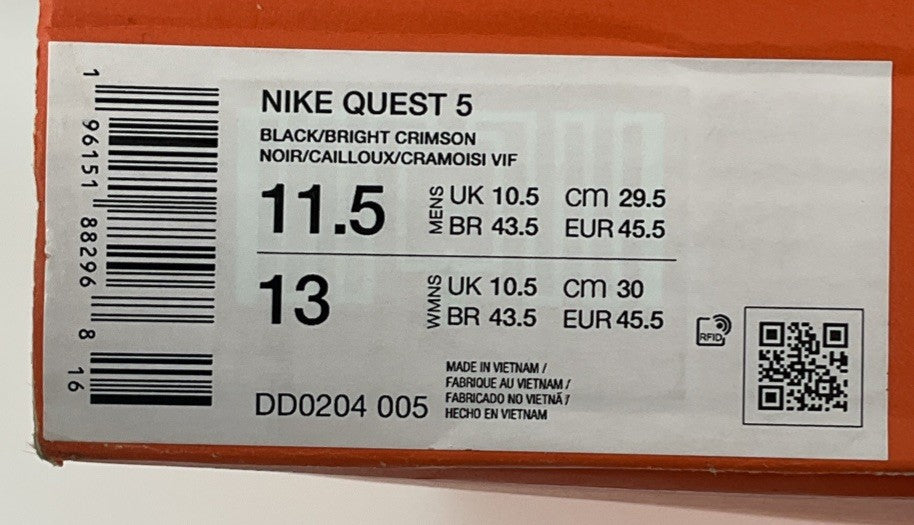 New Size 11.5 Men's Nike Quest 5  Damaged Box DD0204-005