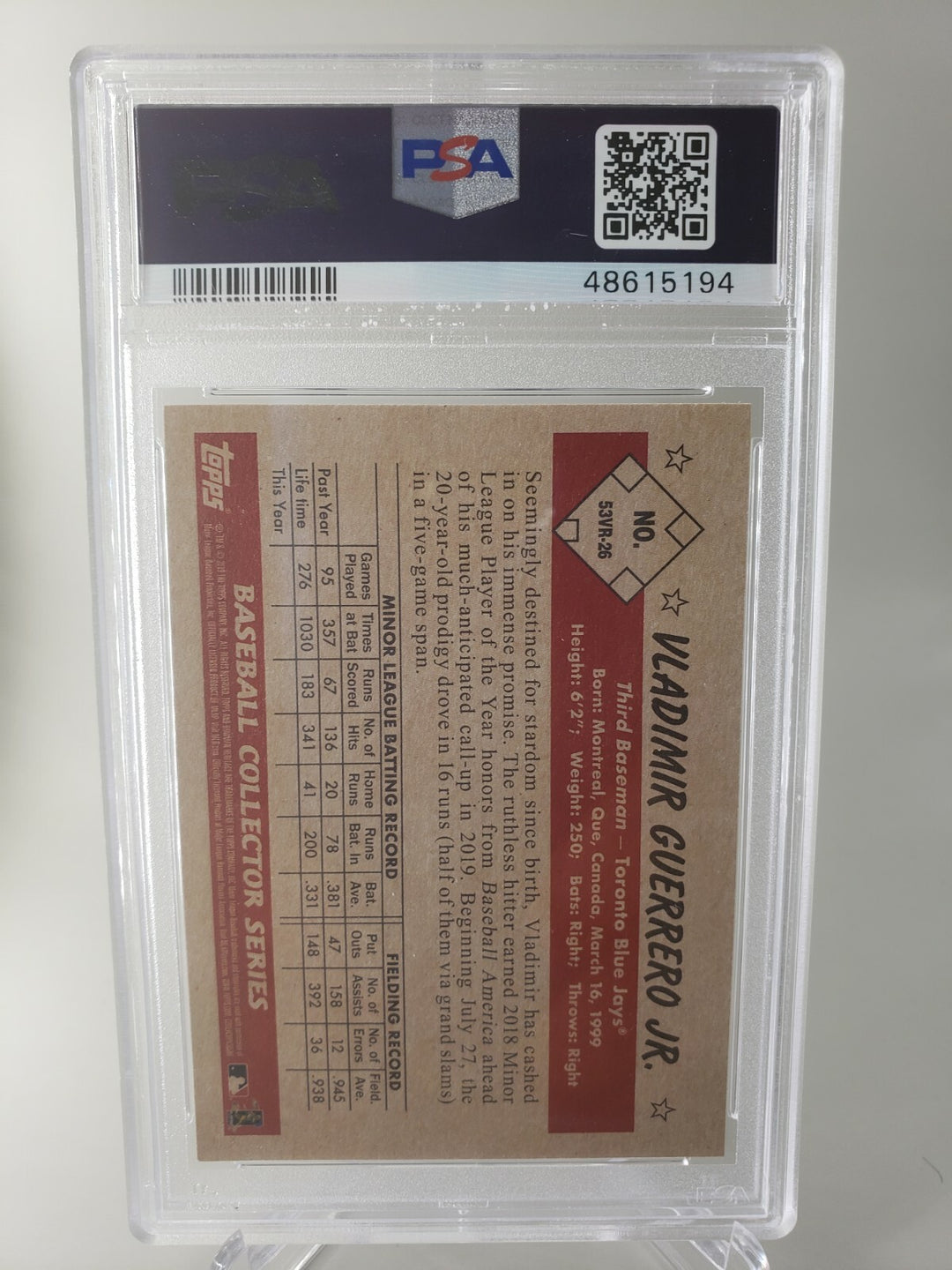 2019 Bowman Heritage Vladimir Guerrero Jr ROOKIE RC #26 PSA 10 GEM MINT *POP 99*