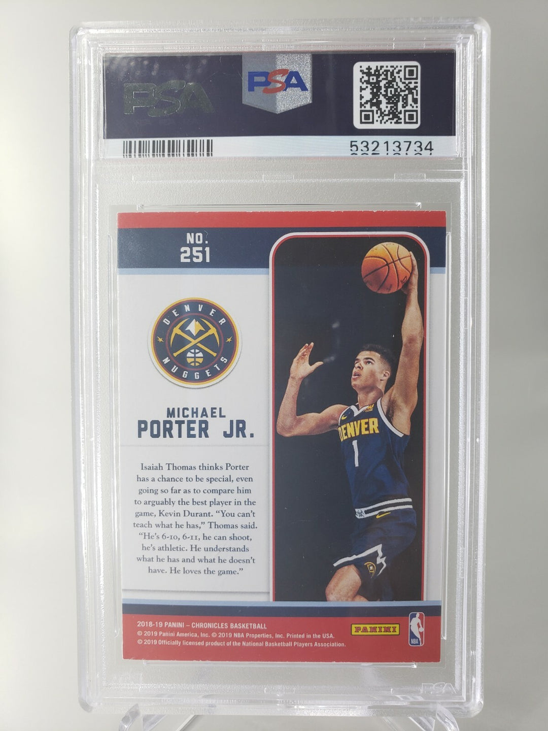 Michael Porter Jr 2018-19 Panini Chronicles Marquee Rookie RC PSA 9 Nuggets