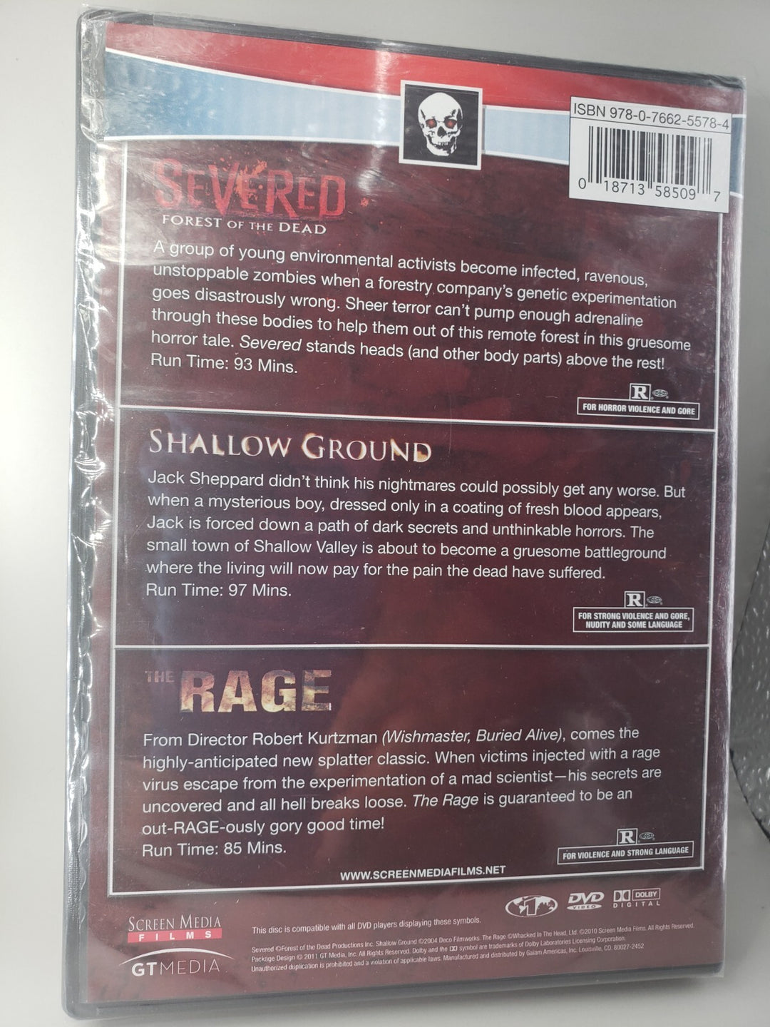 New Sealed Horror Triple Feature DVD Movie Set 2010 Severed Shallow Ground Rage