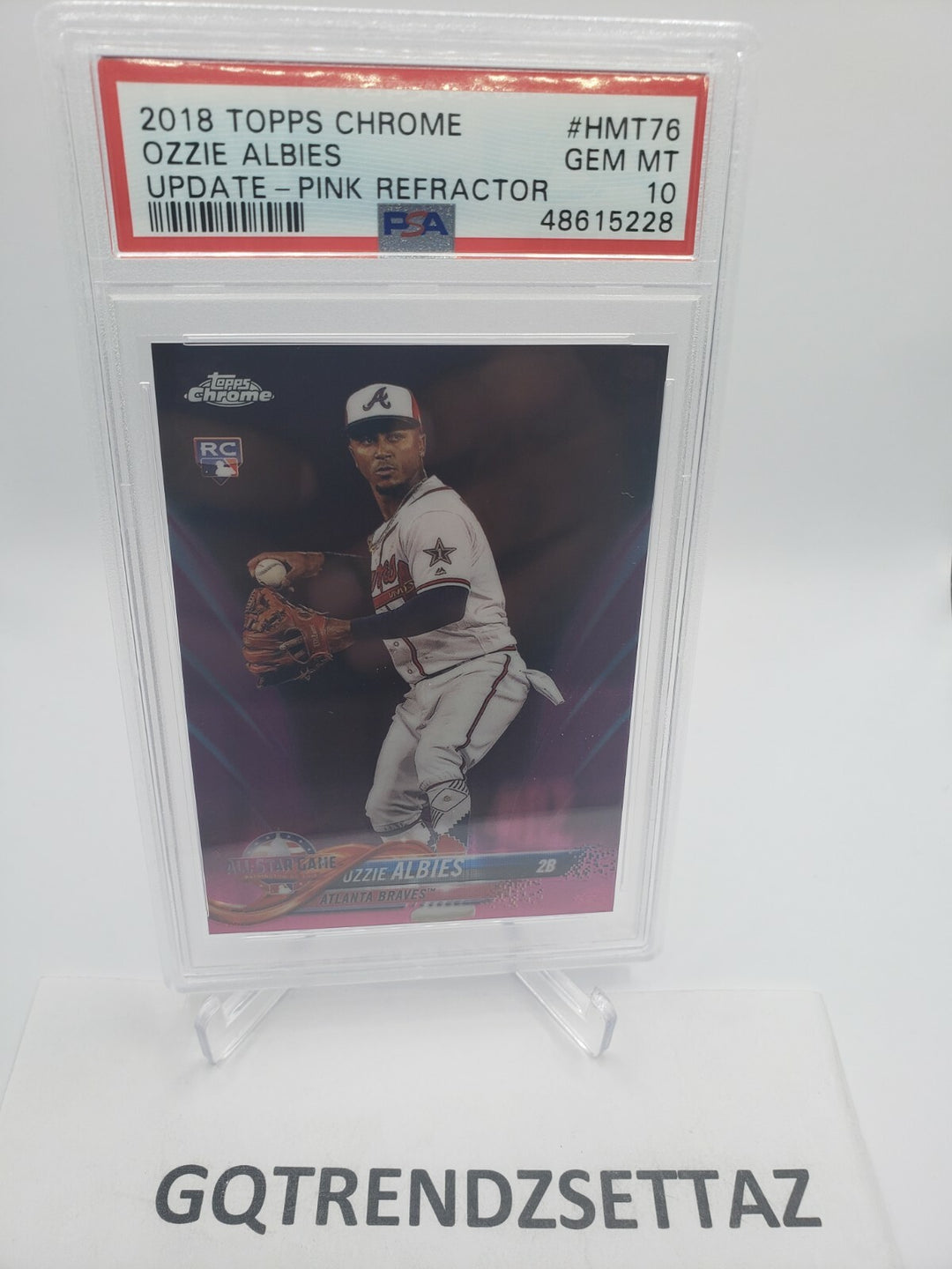 2018 Topps Chrome Update Ozzie Albies Rookie Pink Refractor #HMT76 PSA 10 MINT