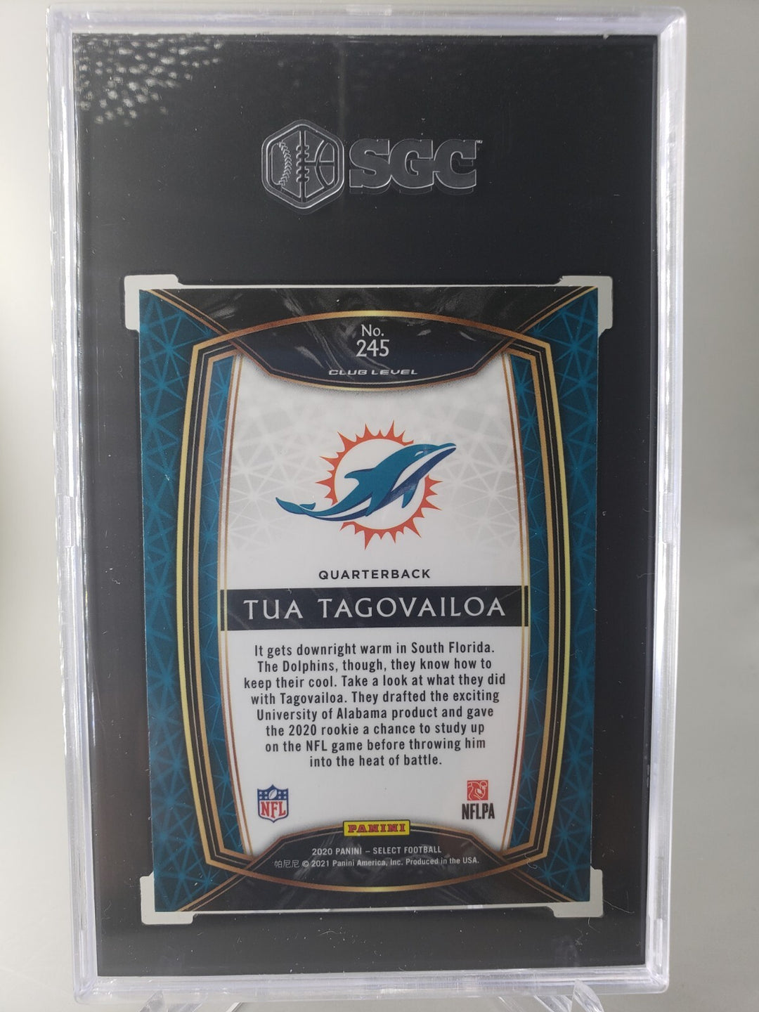 2020 Panini Select #245 Tua Tagovailoa Club Level SGC 9 Miami Dolphins