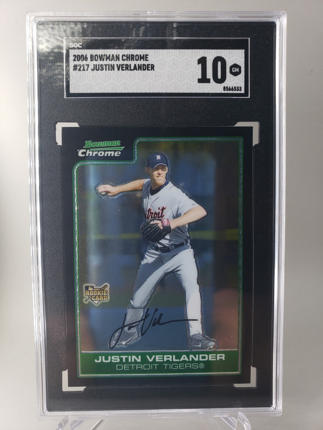 Justin Verlander 2006 Bowman Chrome RC Rookie #217 SGC 10 Astros, Tigers