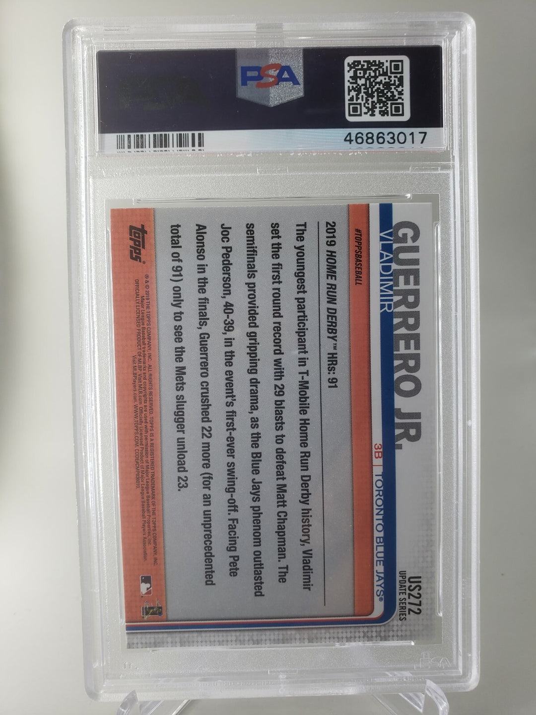 2019 TOPPS UPDATE VLADIMIR GUERRERO JR. ROOKIE CARD #US272 PSA 9 MINT