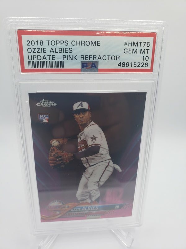 2018 Topps Chrome Update Ozzie Albies Rookie Pink Refractor #HMT76 PSA 10 MINT