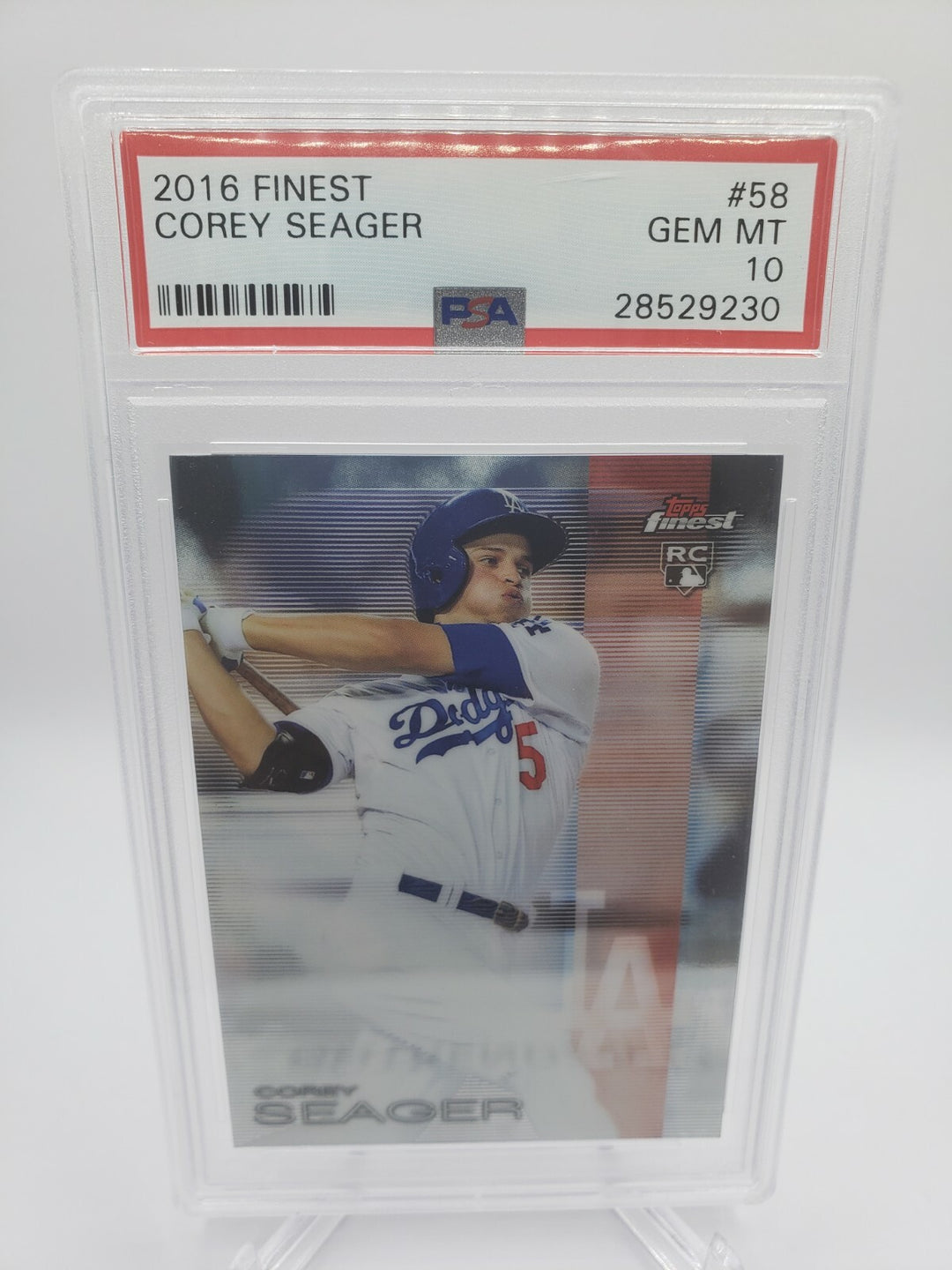 COREY SEAGER DODGERS 2016 TOPPS FINEST ROOKIE CARD #58 GRADED GEM PSA 10