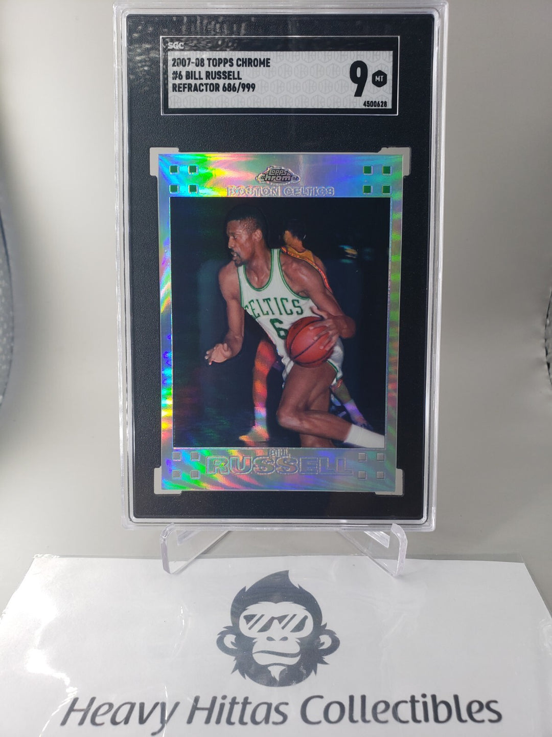 Bill Russell 2007 Topps Chrome #6 Refractor /999 SGC 9