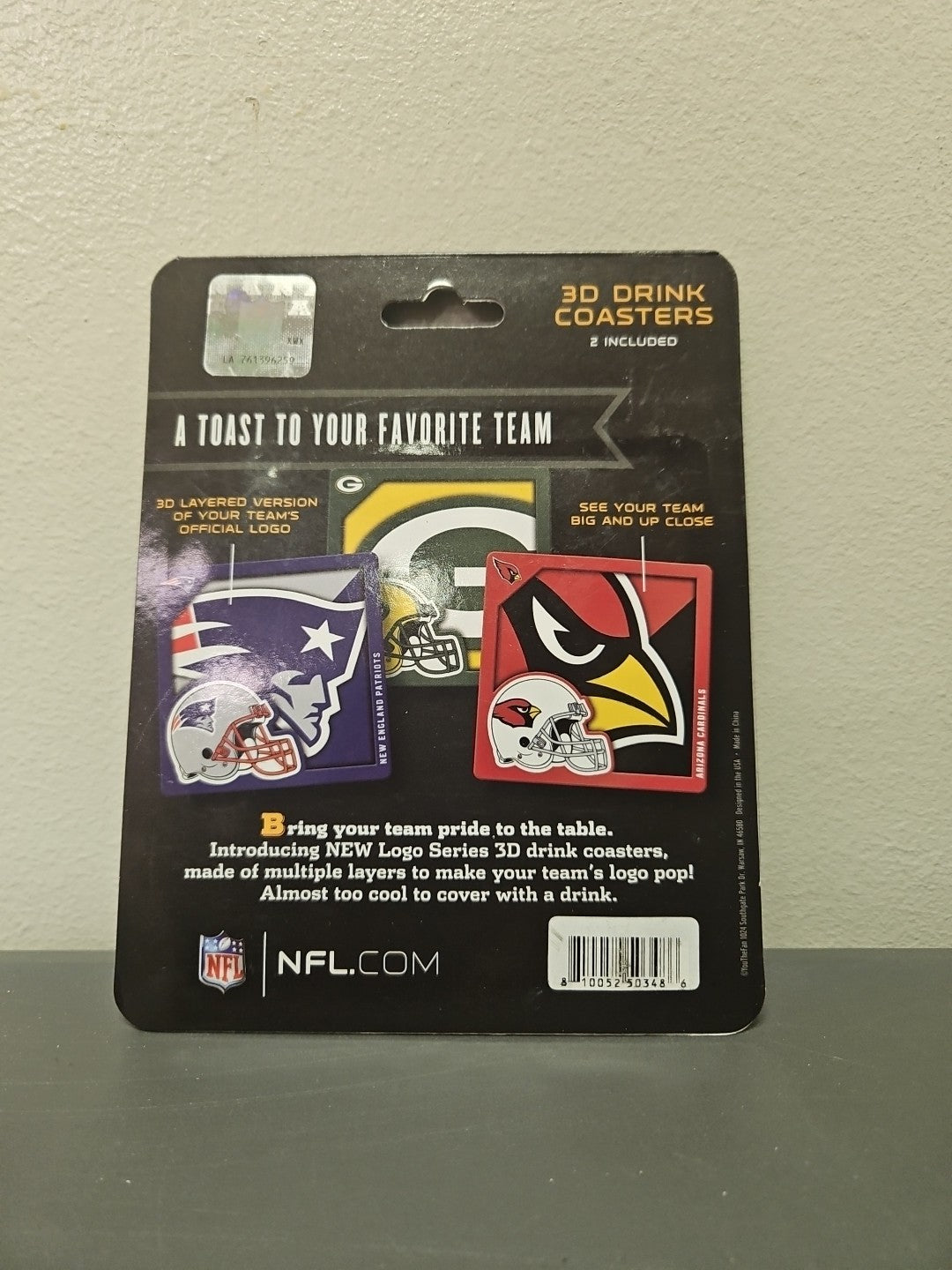 NEW NFL New England Patriots 3D Logo Series Replica Drink Coasters (2 in Pack)