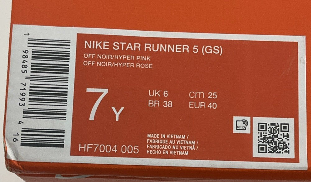 New Nike Star Runner 5 GS Size 7Y Black Pink White HF7004-005