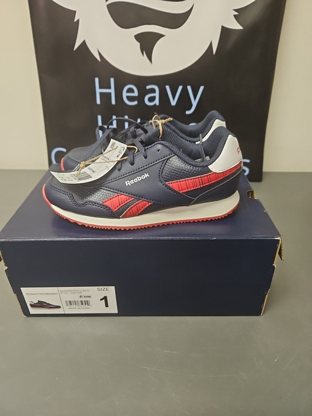 Brand New Size 1 Kids Reebok Royal CL Jog 3.0 (Navy/Red/White) Shoes