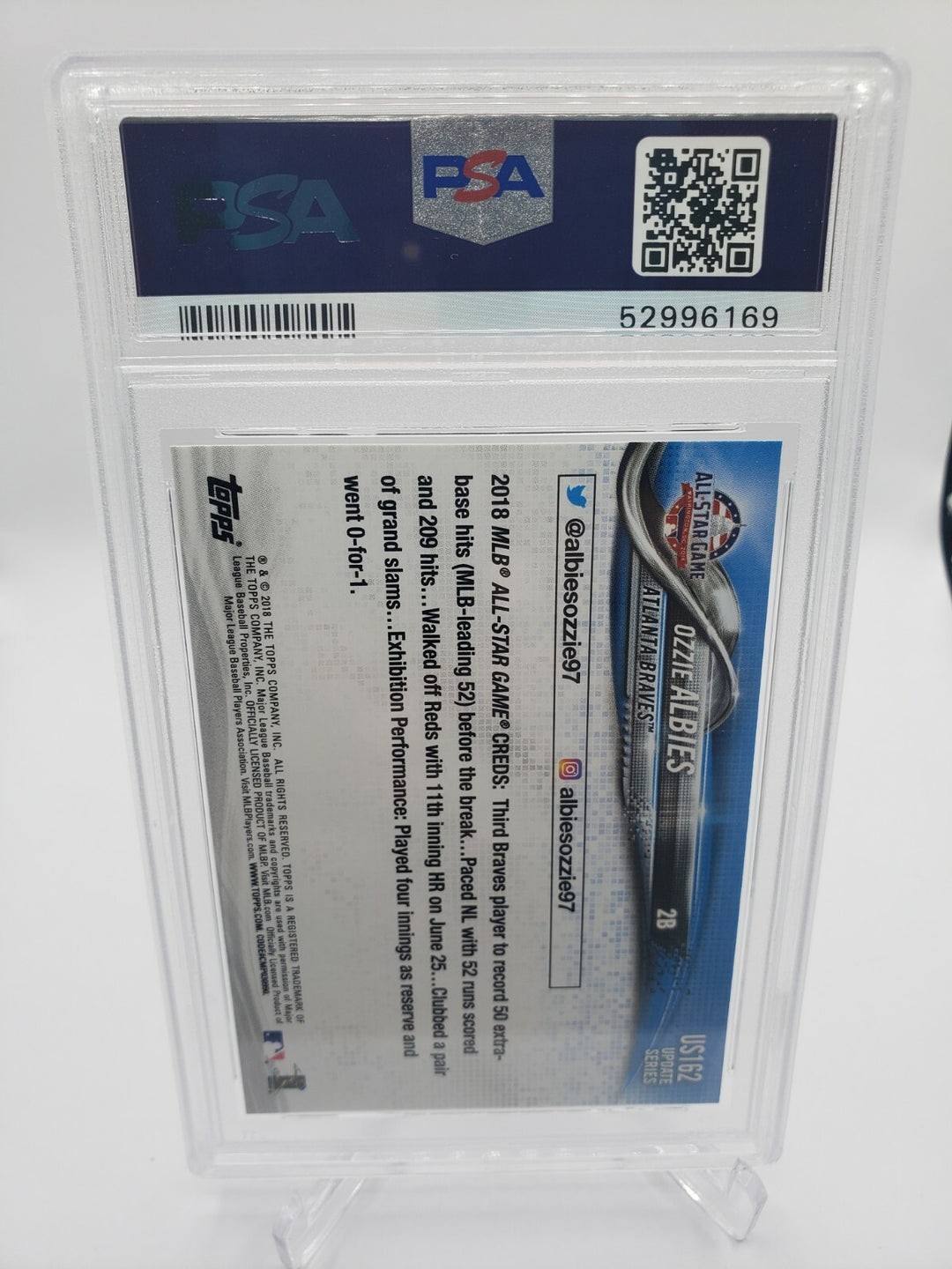 2018 Topps Update Ozzie Albies Rookie Baseball Card #US162 PSA 9 Mint Braves