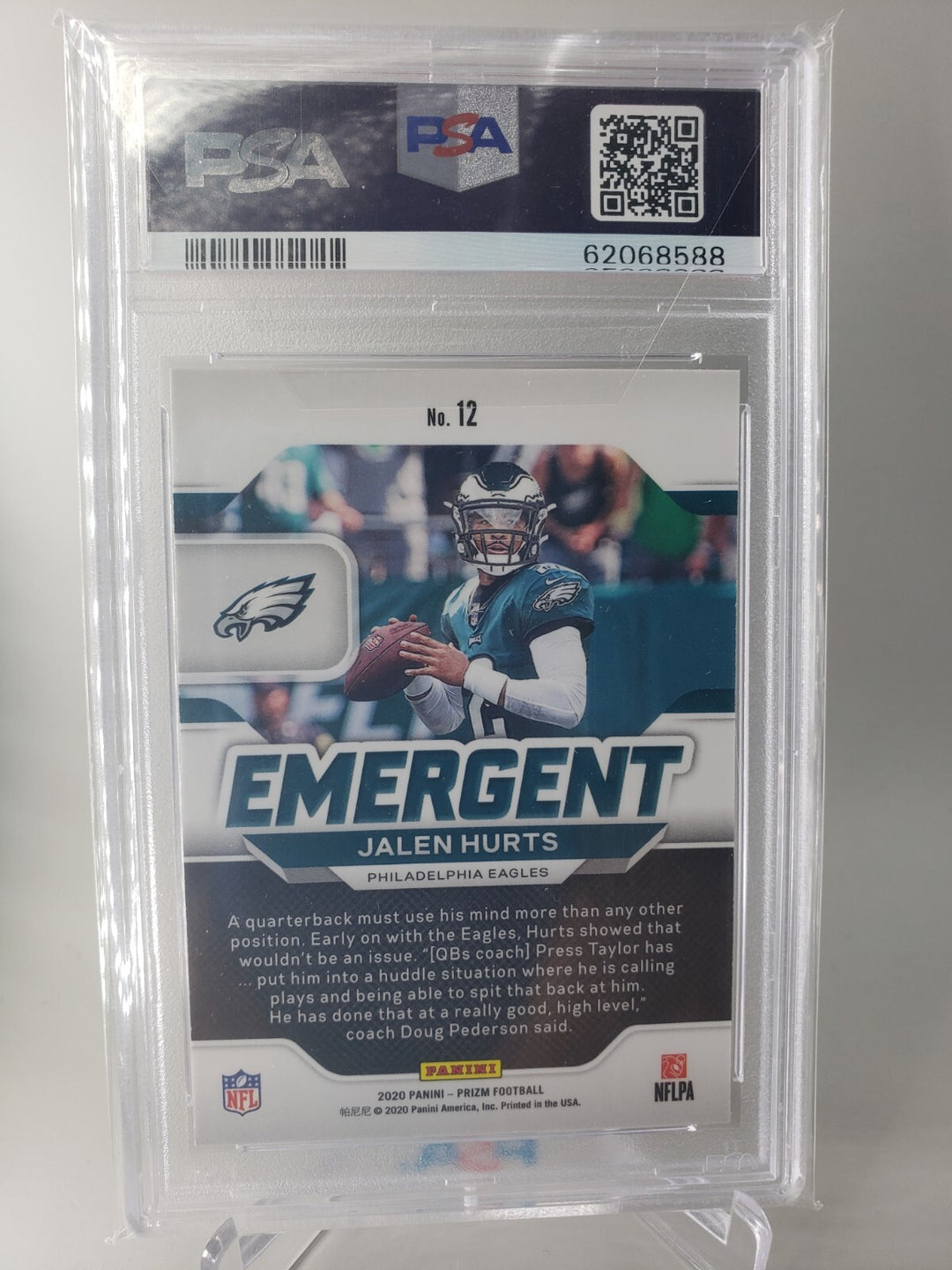 Jalen Hurts 2020 Panini Prizm #12 Emergent RC Rookie PSA 10 Gem Mint Eagles