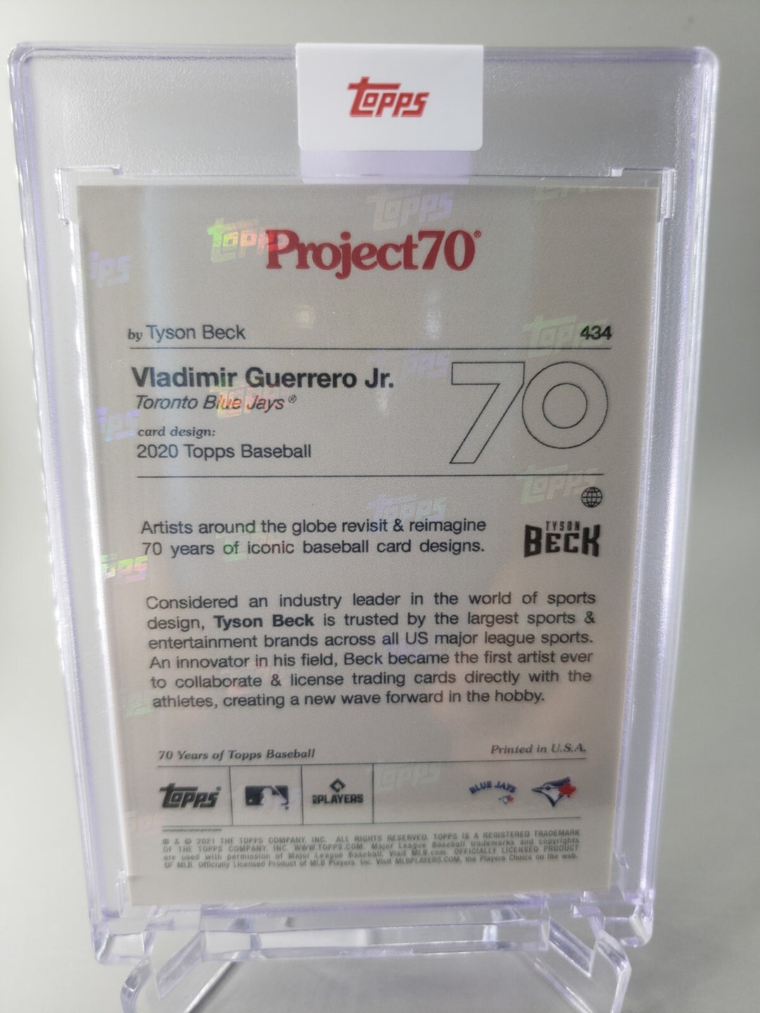 Vladimir Guerrero Jr. TOPPS PROJECT 70 by Tyson Beck Card #434 Blue Jays