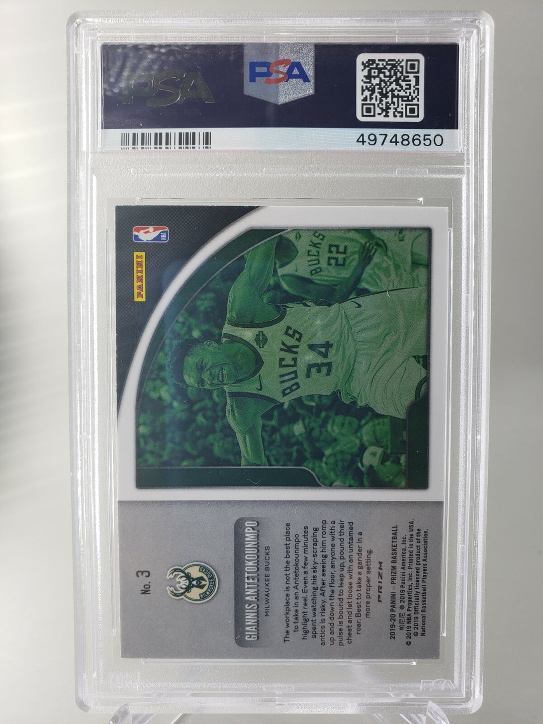 2019 Panini Prizm Giannis Antetokounmpo Get Hyped! Silver #3 PSA 9 MINT POP 92