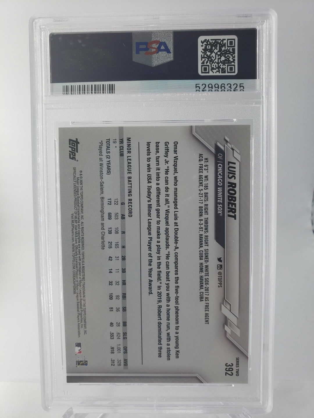2020 Topps Series 2 Luis Robert Rookie RC #392 PSA 9 MINT Chicago White Sox