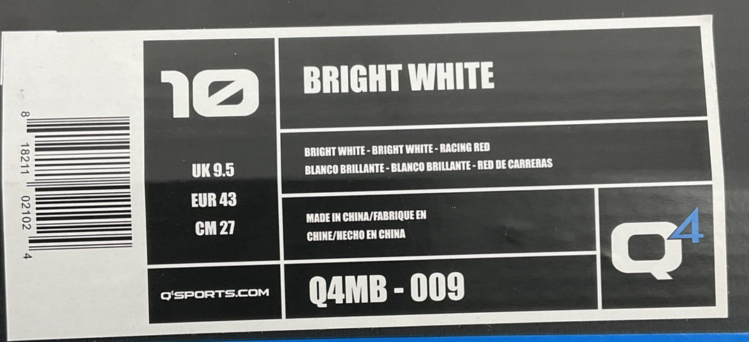 New Size 10 Men Q4 Bright White Black Red Q4MB-009