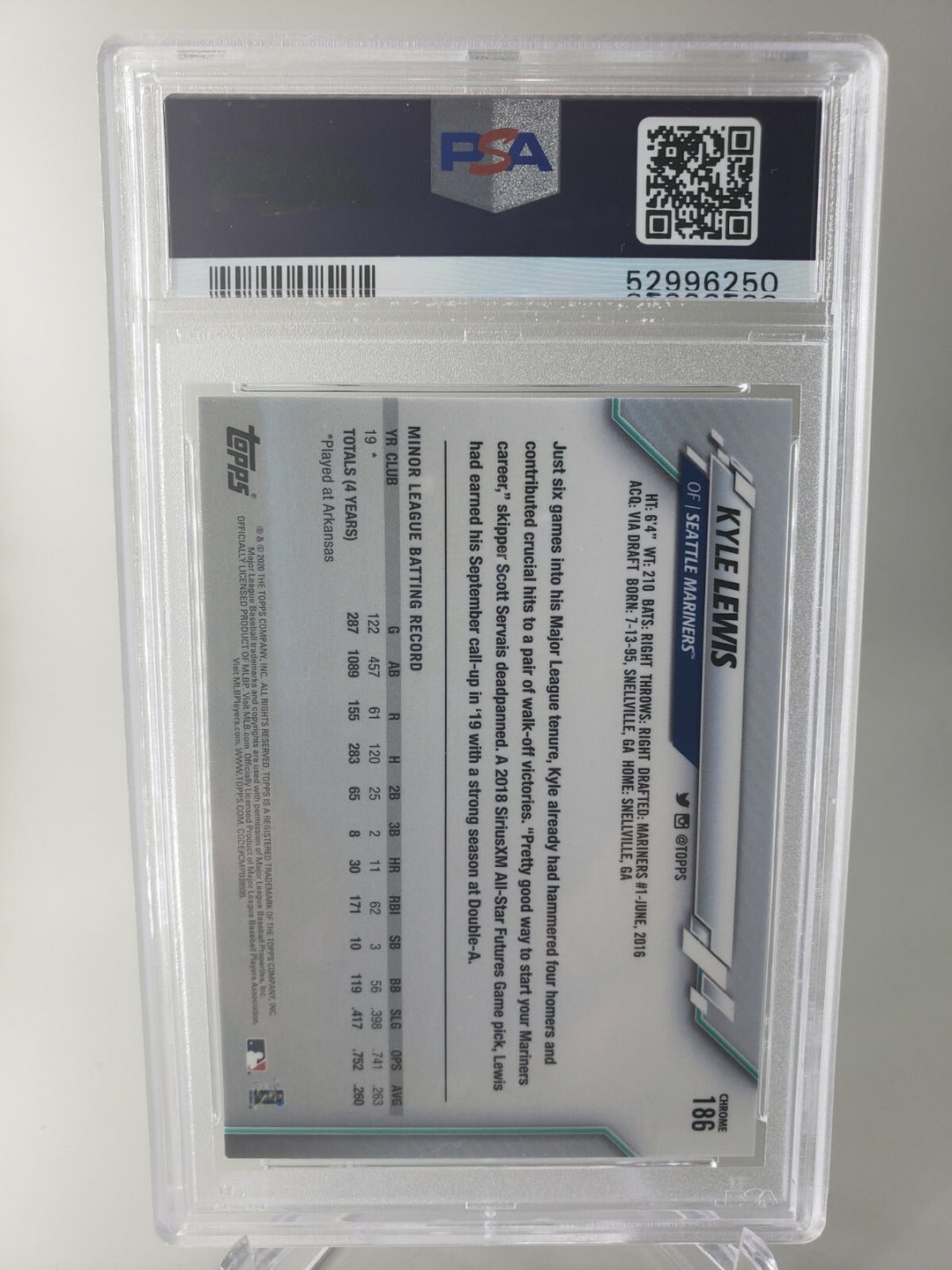 2020 Topps Series 1 Kyle Lewis Rookie RC #64 PSA 9 Seattle Mariners ROY 2020