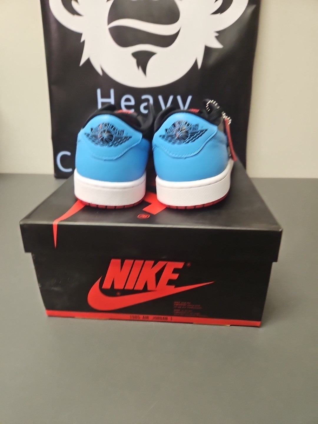 New Air Jordan 1 Retro Low OG - Black/DK Powder Blue-Gym Red - Women’s Size 11