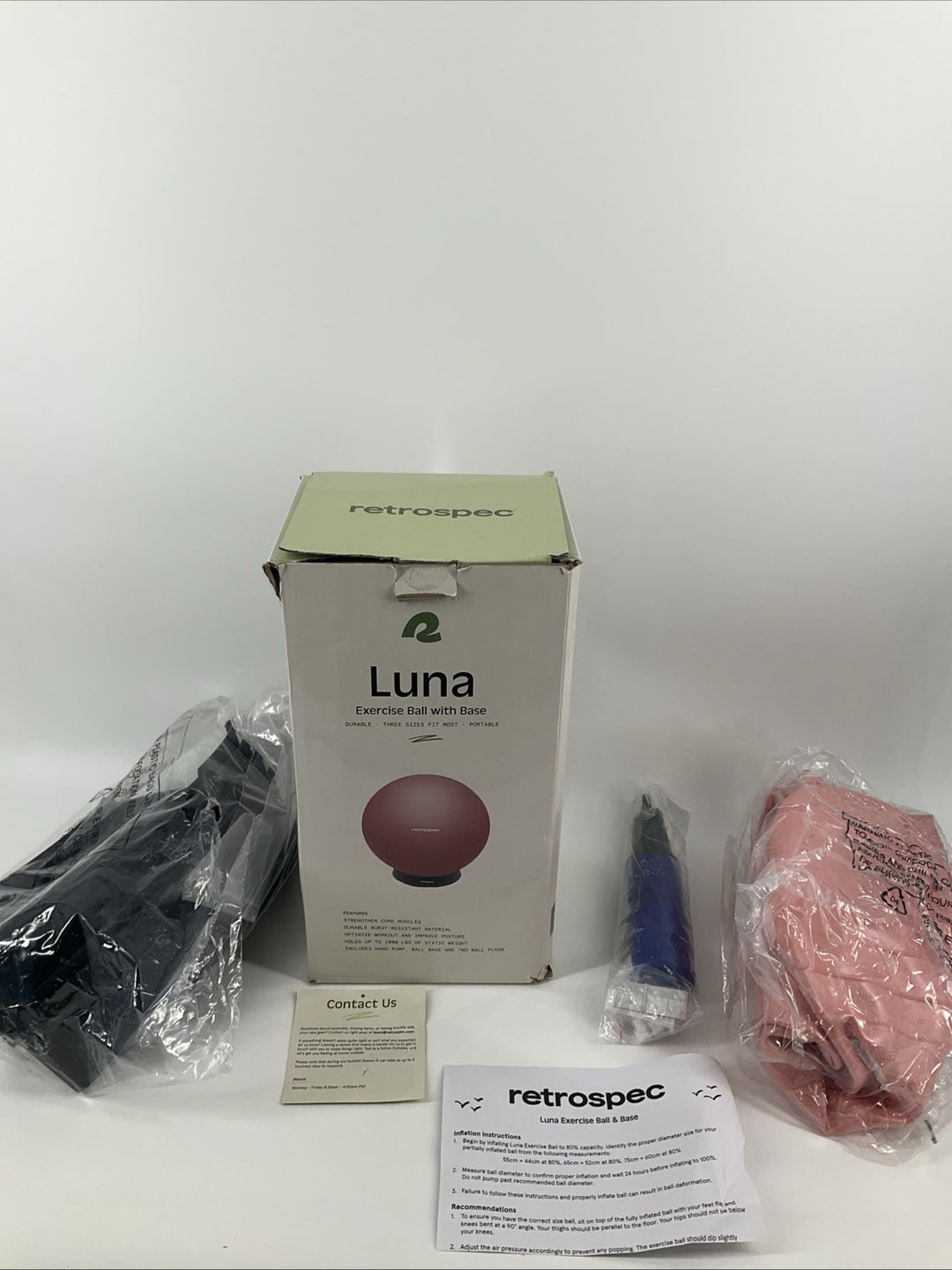 Luna Exercise Ball with Pump (Pinkish Color) - Anti-Burst Fitness Equipment