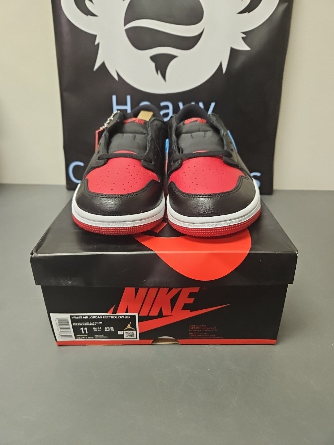 New Air Jordan 1 Retro Low OG - Black/DK Powder Blue-Gym Red - Women’s Size 11