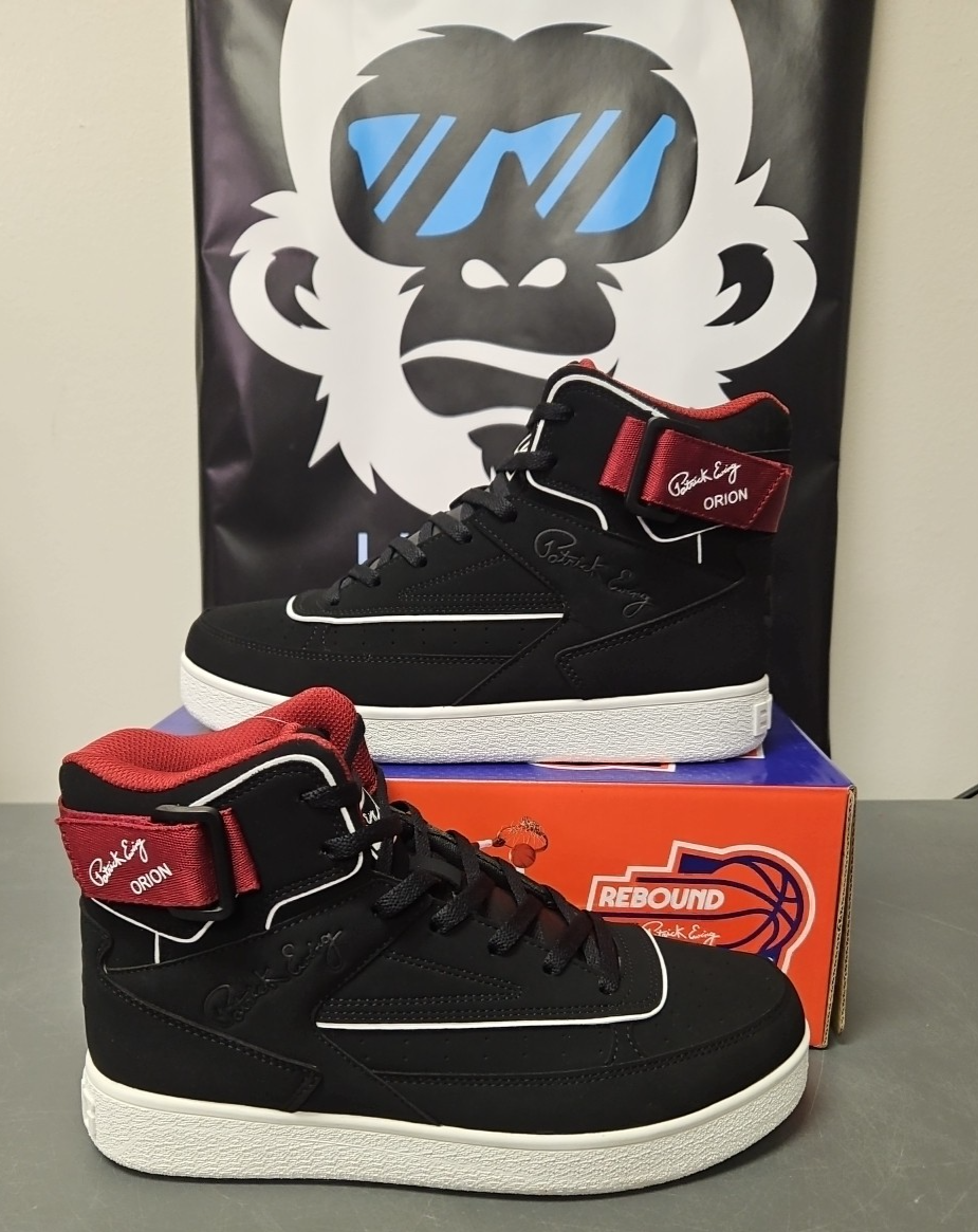NEW Size 10 Mens Patrick Ewing Orion Strap Shoe Black/Red/White Basketball