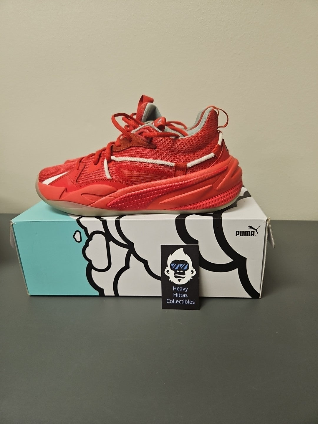 Size 9.5 M: Puma RS Dreamer J Cole Summer Hustle-Blood Sweat Tears-Fiery Red