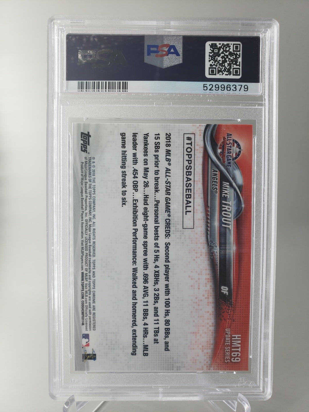 2018 Topps Chrome Update MIKE TROUT PSA 9 MINT #HMT69 ANGELS 