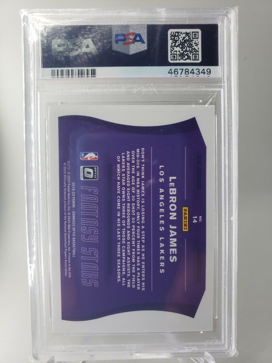 LeBron James 2019-20 Panini Donruss Optic Fantasy Stars #14 PSA 10 GEM Lakers