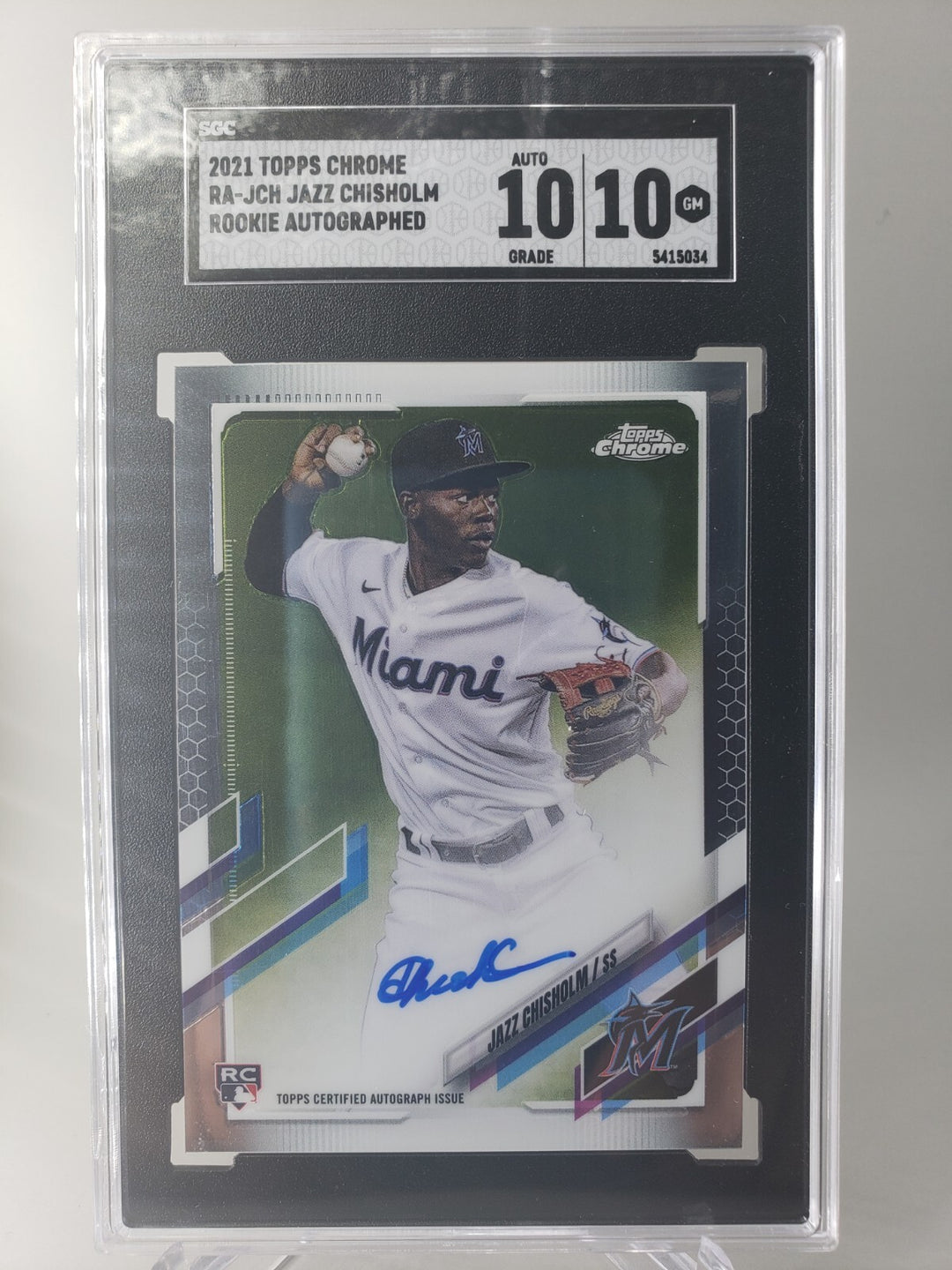 Jazz Chisholm 2021 Topps Chrome Rookie Autograph SGC 10 / Auto 10 Marlins