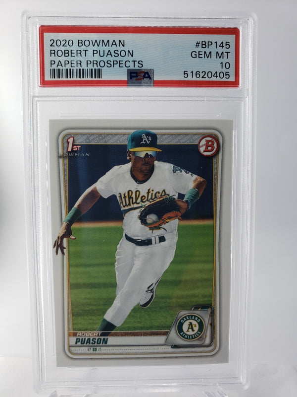 2020 1ST Bowman Paper Prospects Robert Puason Oakland RC Rookie PSA 10 GEM MINT