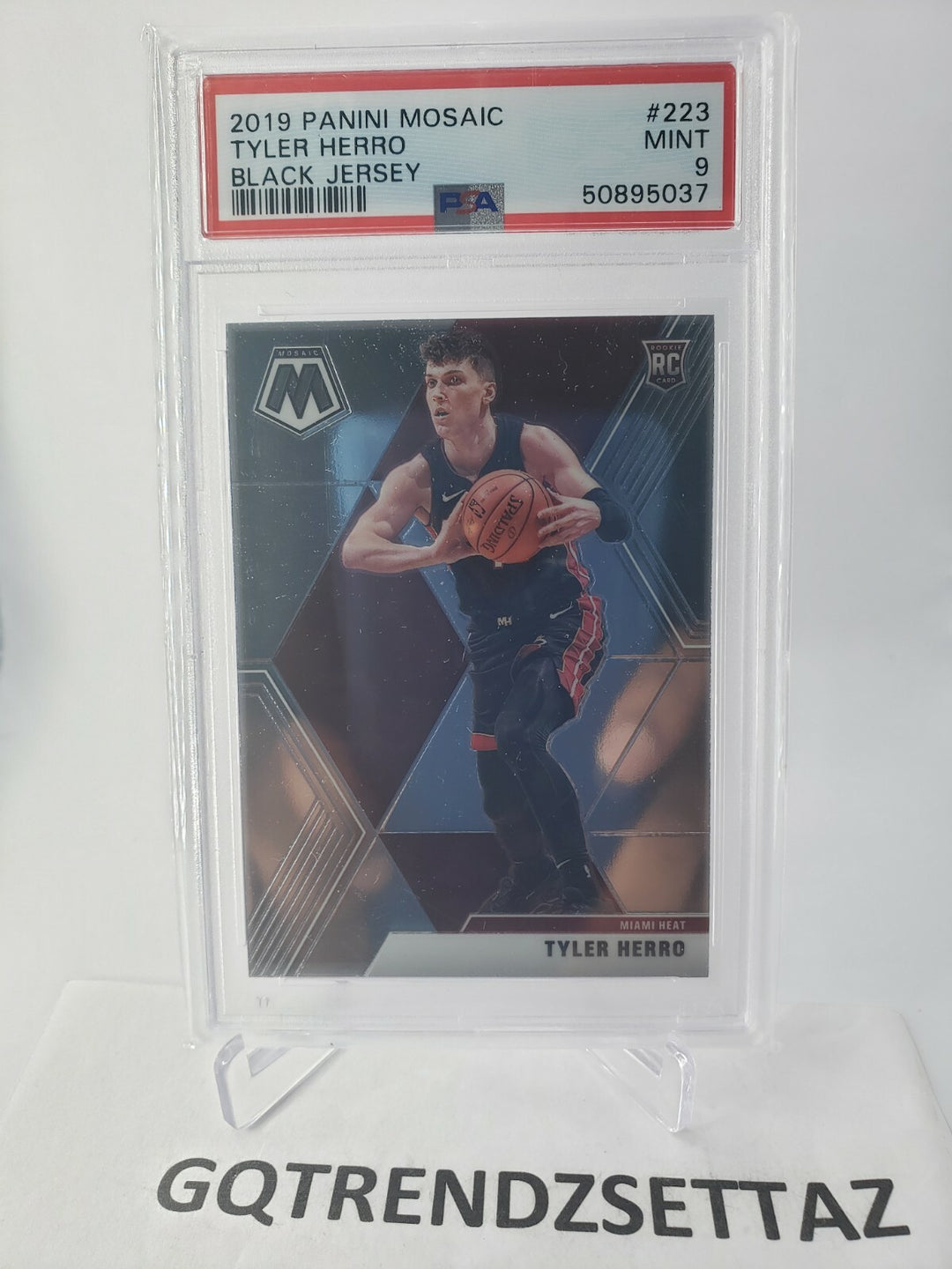 2019 Panini Prizm Mosaic #223 Tyler Herro Black Jersey Rookie PSA 9 Mint Heat