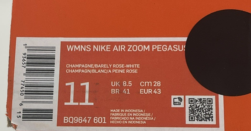 New Size 11 Womens Nike Air Zoom Pegasus 37 BQ9647-601 Champagne Rose White