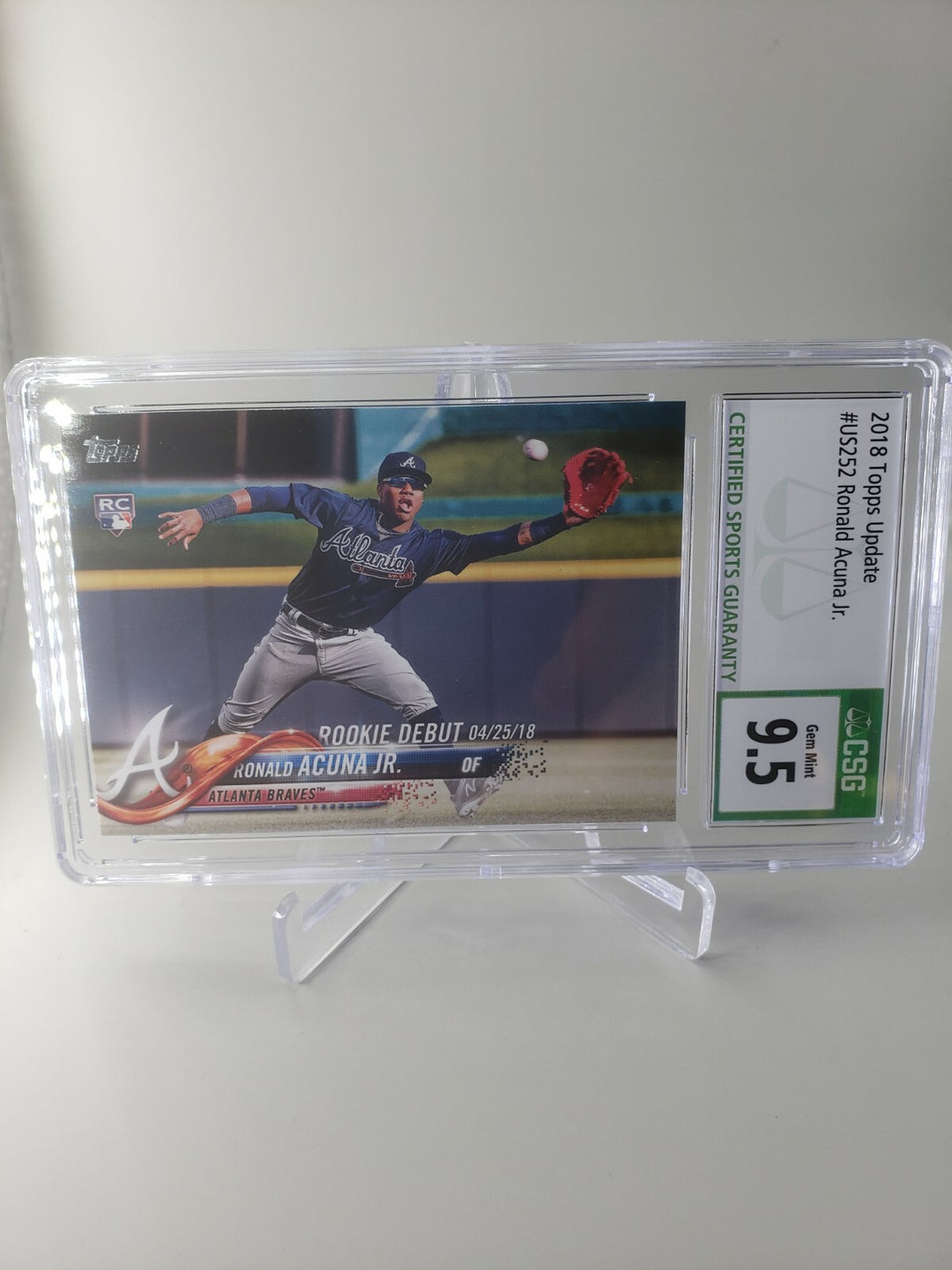 Ronald Acuna Jr. 2018 Topps Update US252 Rookie Debut RC Braves CSG 9.5 GEM MINT