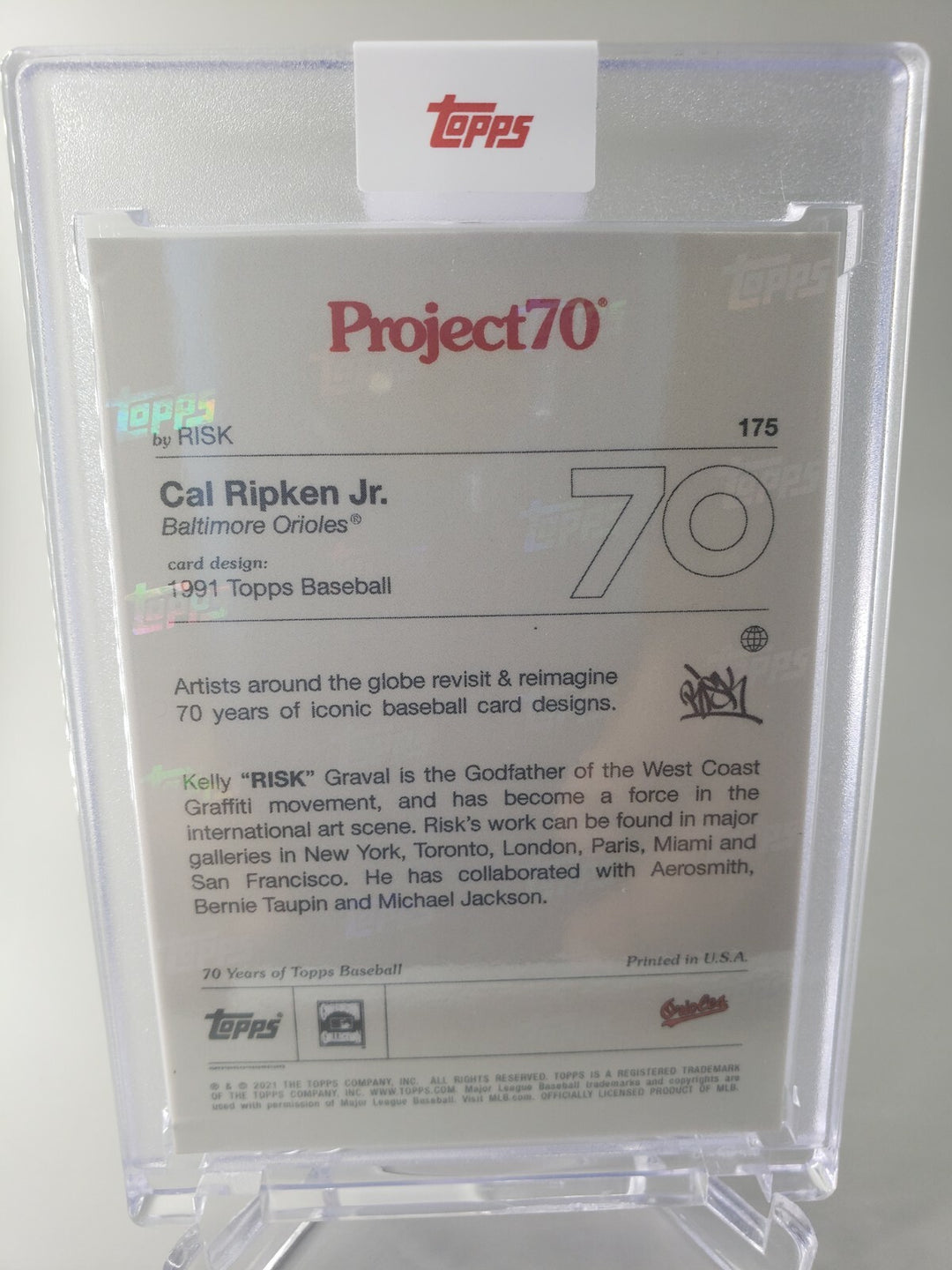 Cal Ripken Jr. 2021 Topps Project 70  Card #175 1991 Topps Kelly "RISK" Graval